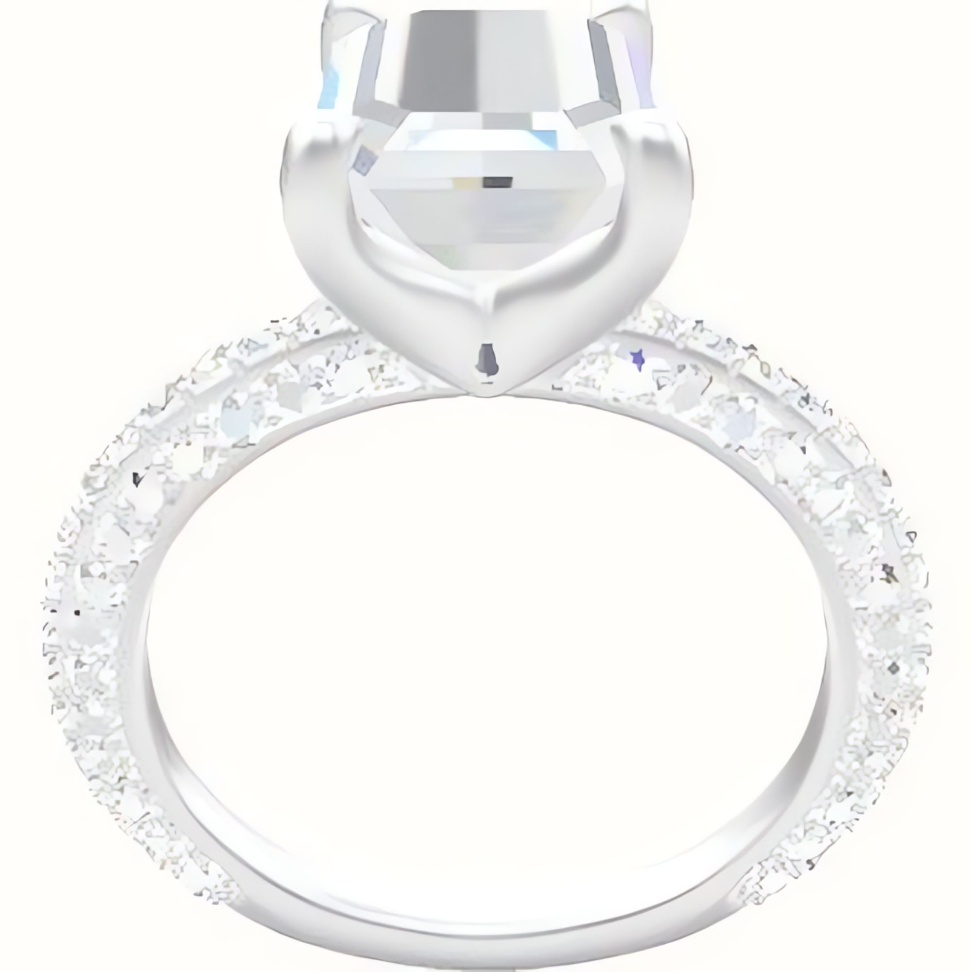 3/4 Three Row Pave Engagement Ring With Four Prong Head