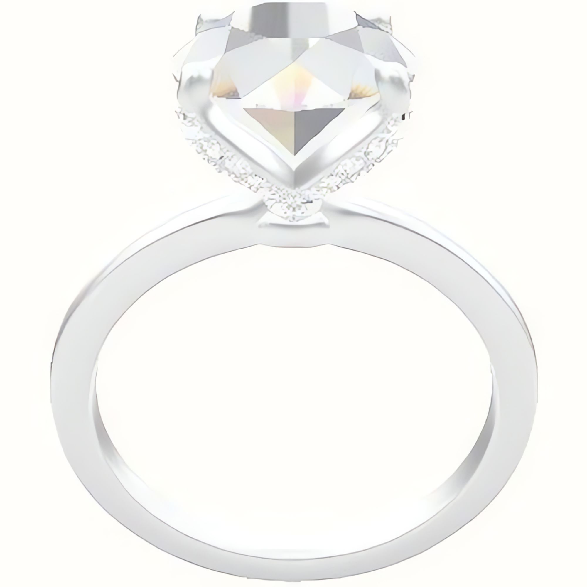 Open Solitaire Engagement Ring With Pave Petal Four Prong Head