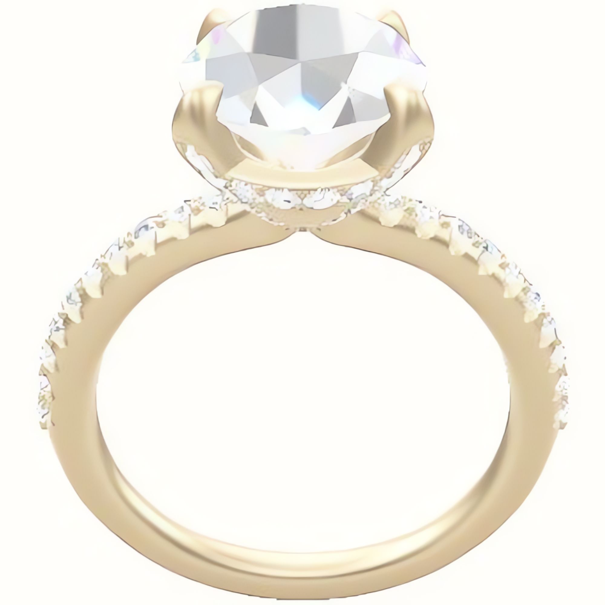 Half Pave Engagement Ring With Pave Basket Head