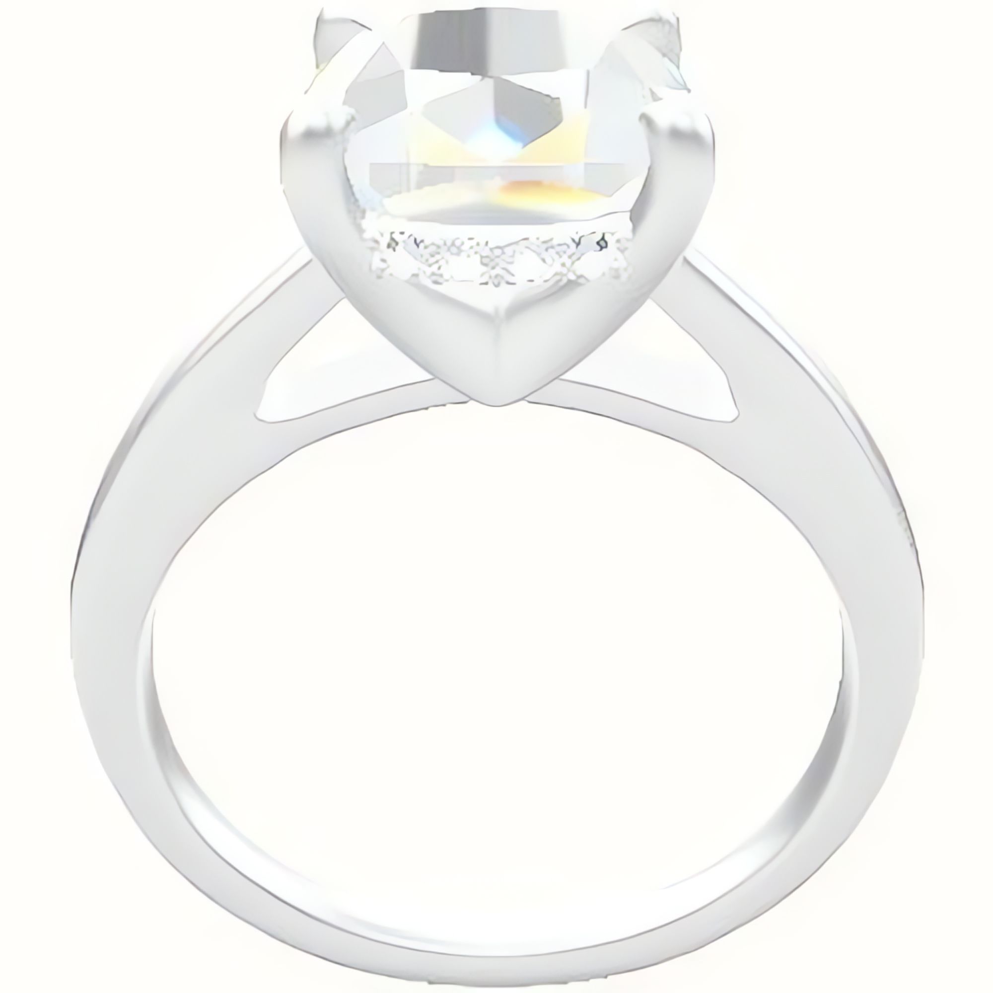 Cathedral Engagement Ring With V Prong with Hidden Halo Head