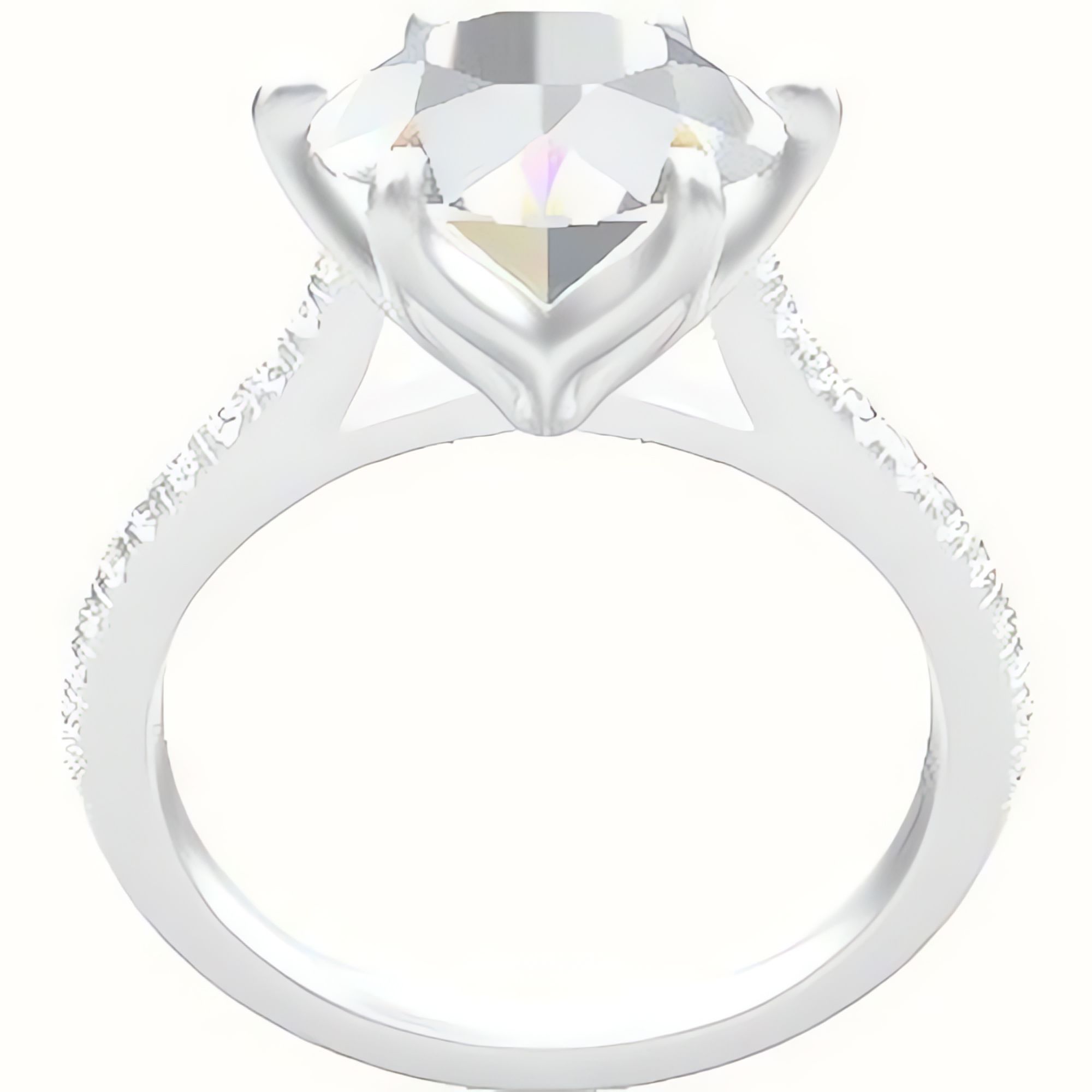 Pave Cathedral Engagement Ring With Petal Six Prong Head