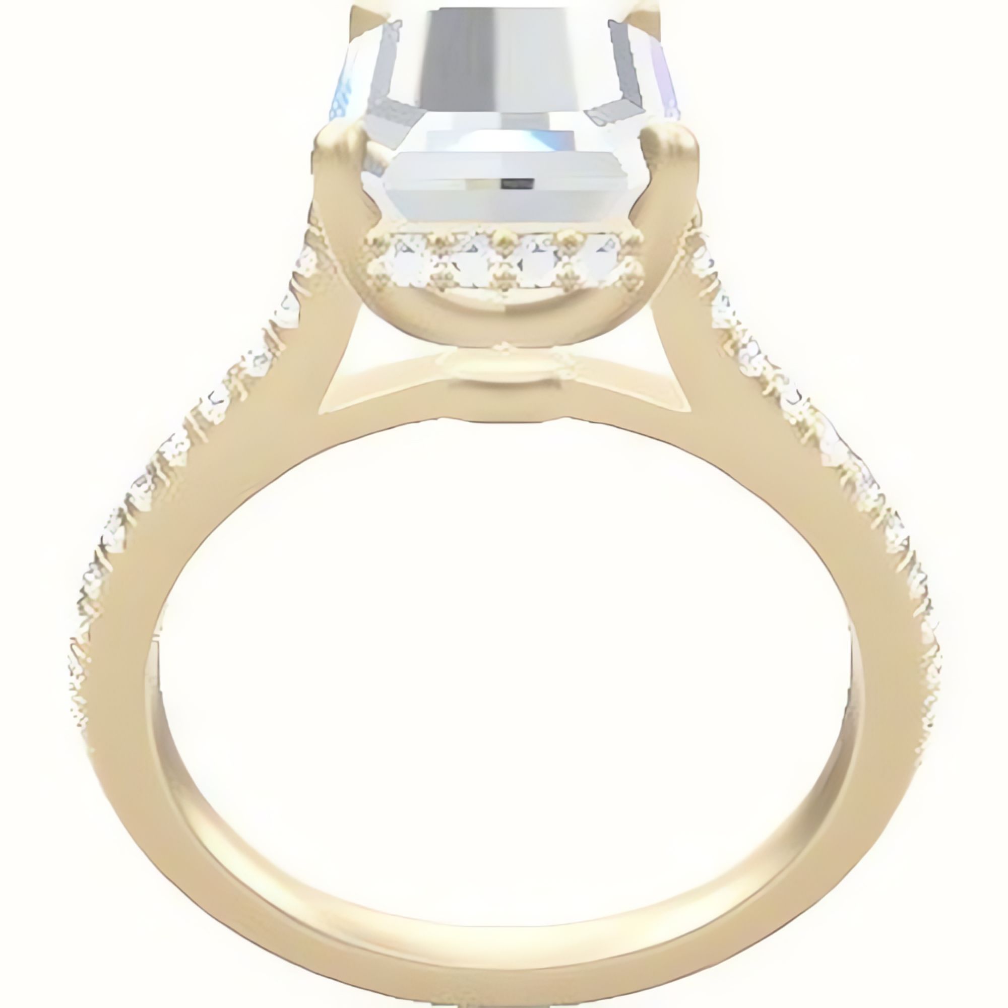 Pave Cathedral Engagement Ring With Low Set Pave  Hidden Halo Head