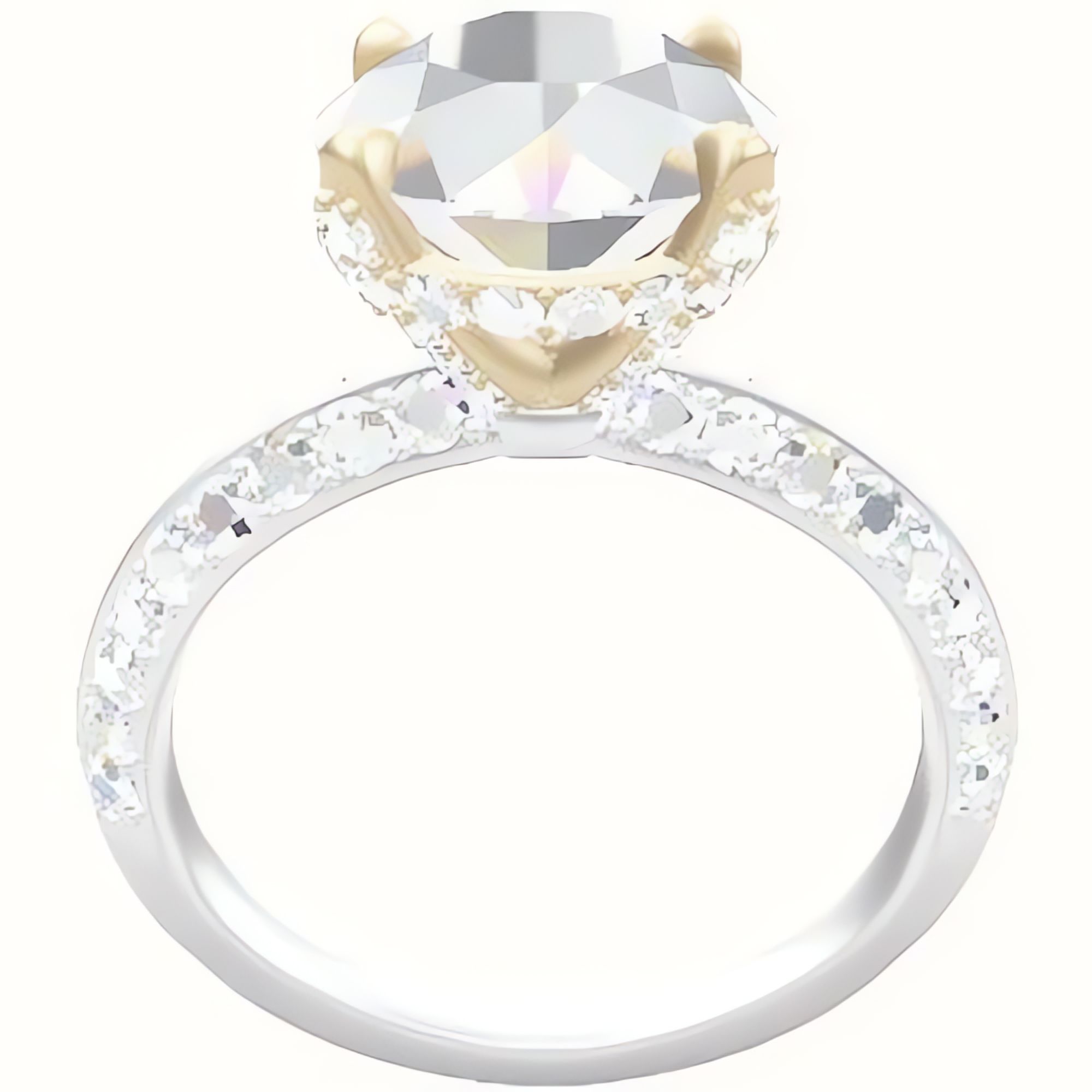 Knife Edge Double Row Pave Engagement Ring With Pave Basket Head