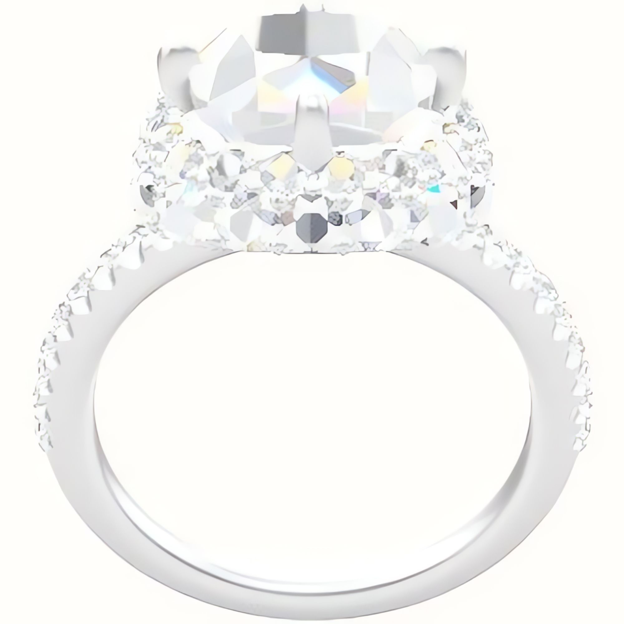 illusion Pave Engagement Ring With Waterfall Halo Head
