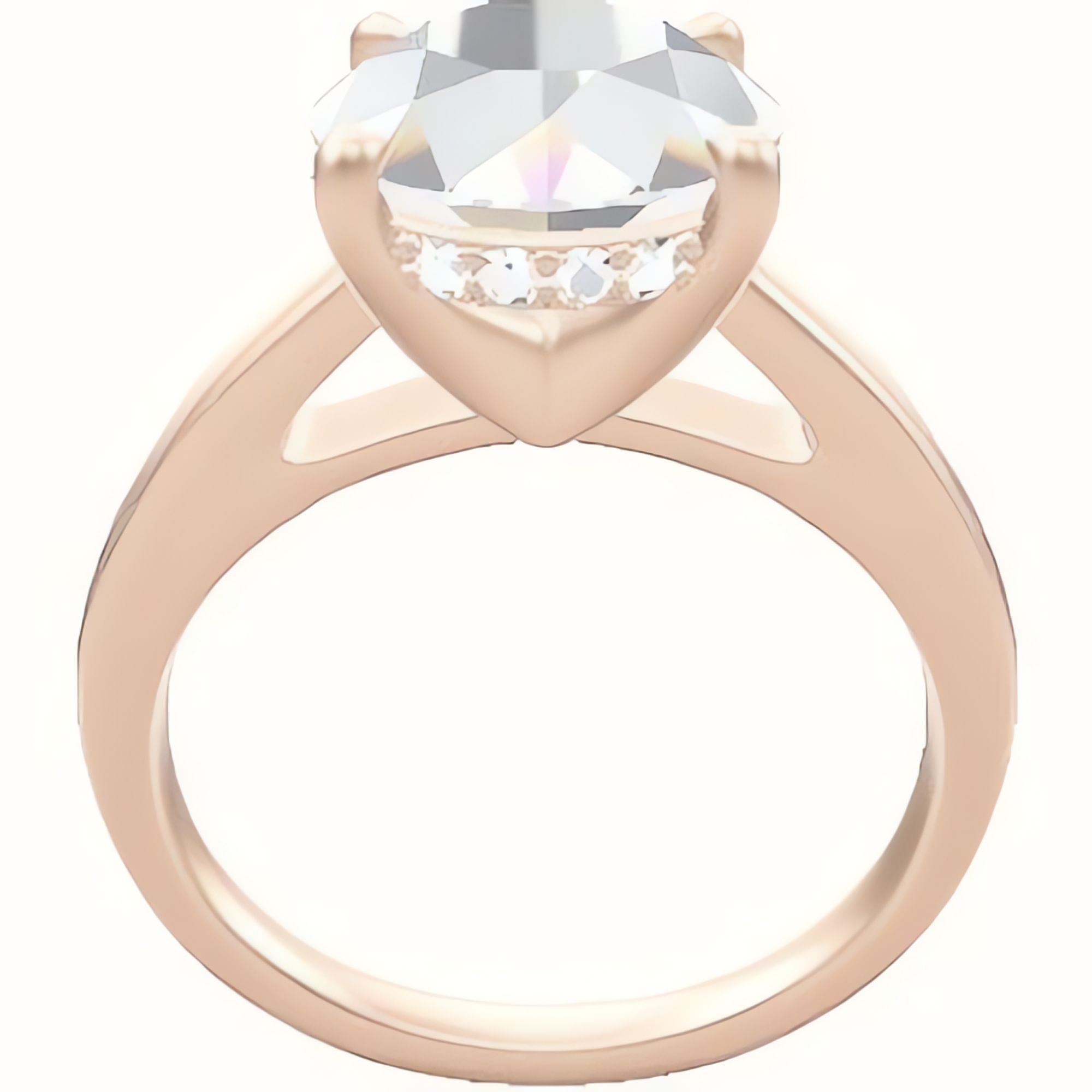 Cathedral Engagement Ring With V Prong with Hidden Halo Head