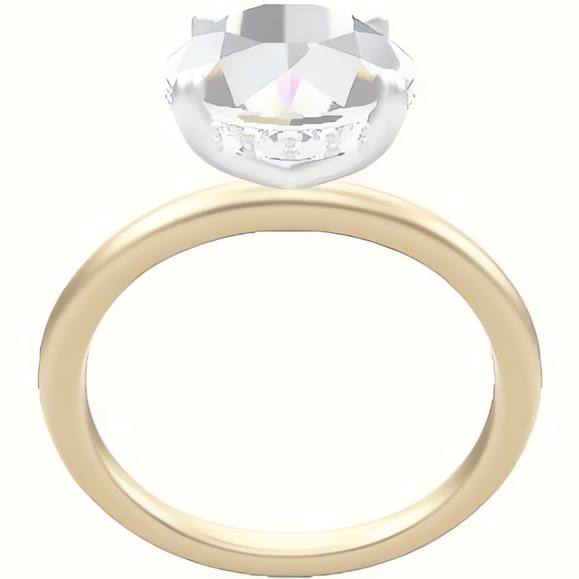 Classic Solitaire Engagement Ring With Low Set Pave  Hidden Halo Head