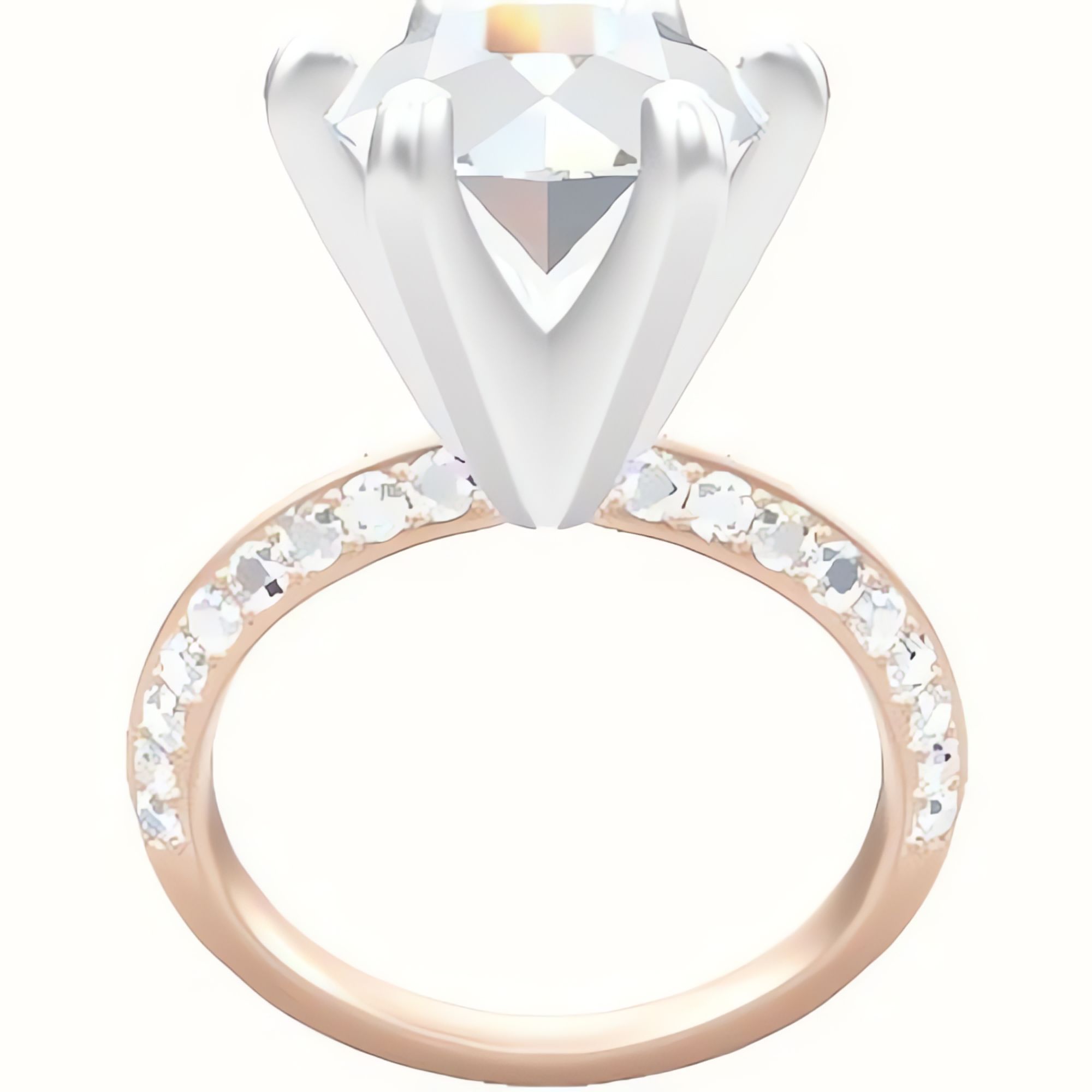 Knife Edge Double Row Pave Engagement Ring With Classic Six Prong Head
