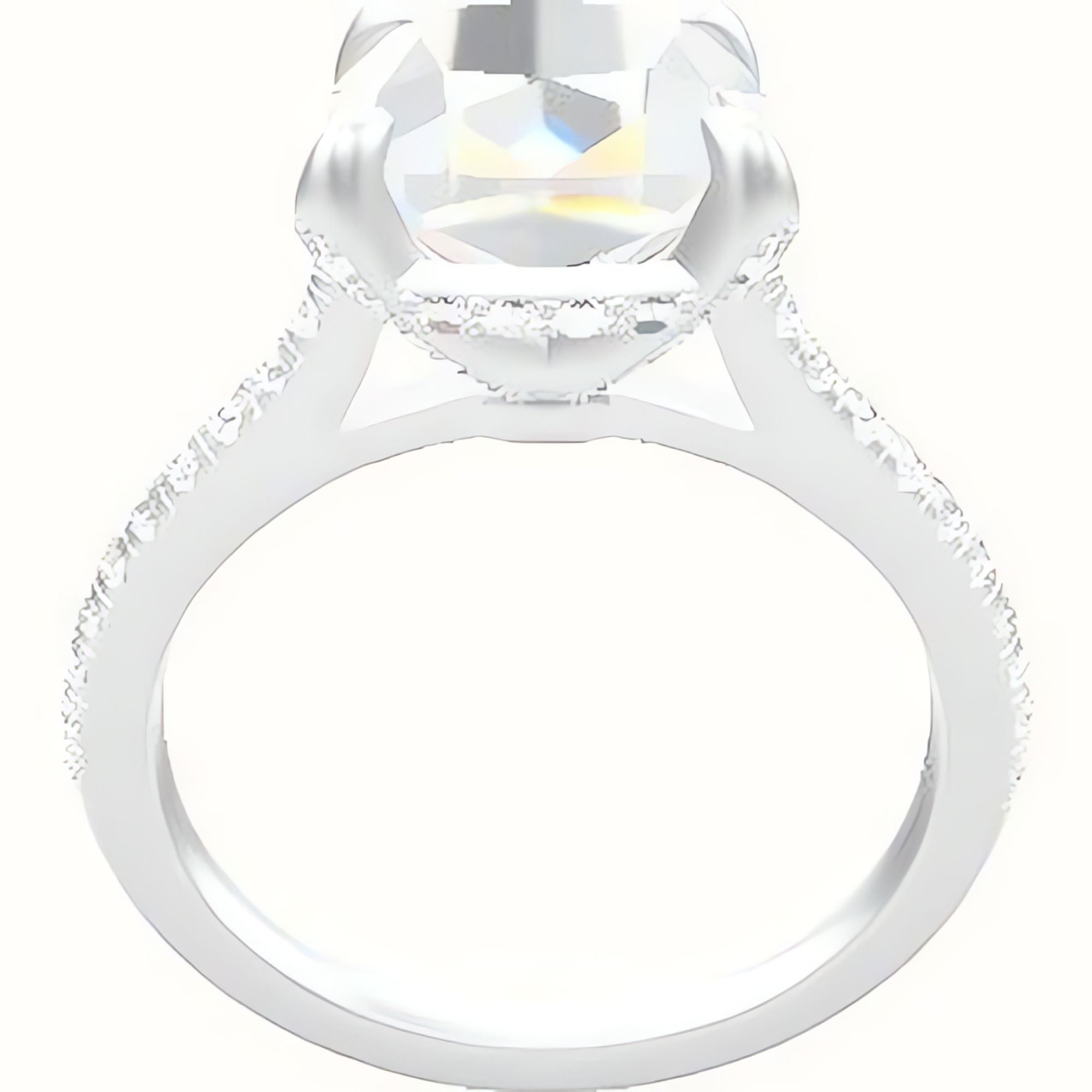 Pave Cathedral Engagement Ring With Pave Basket Head