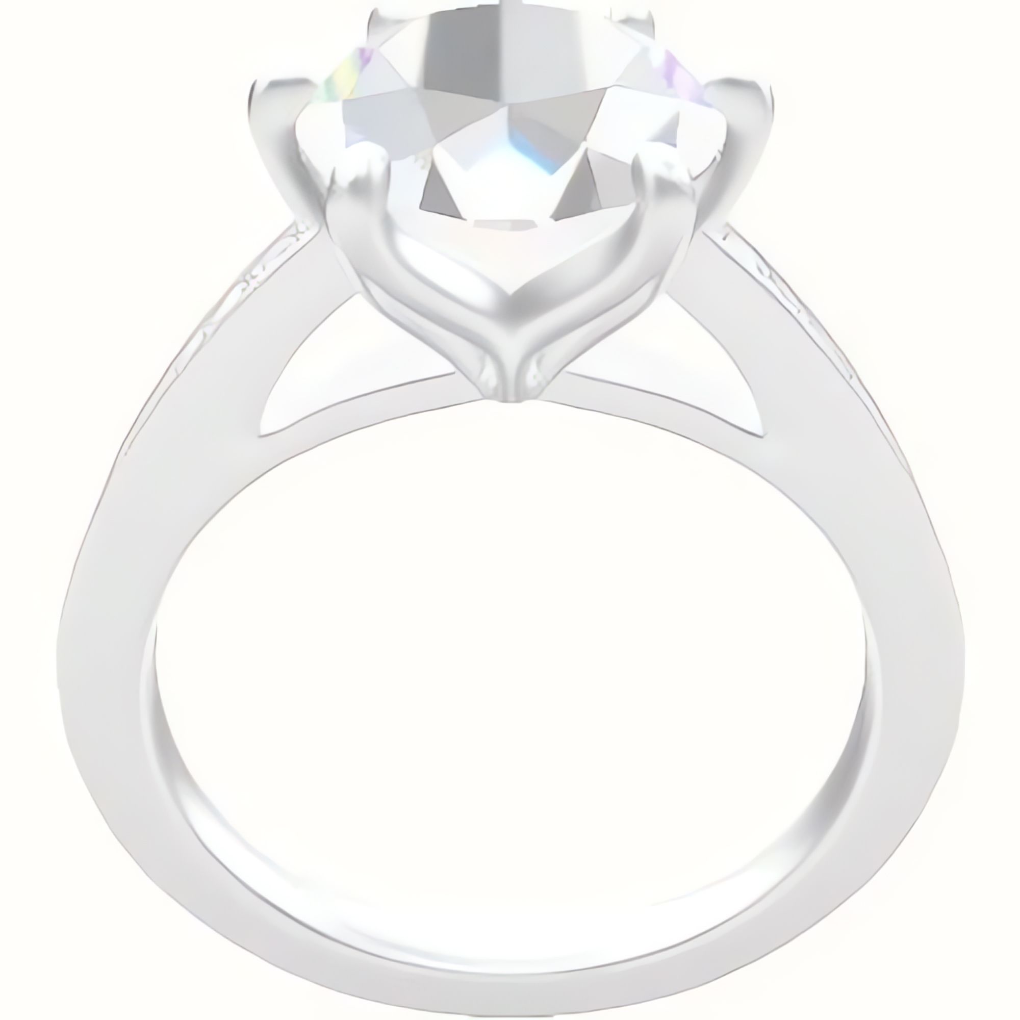 Micropave Cathedral Engagement Ring With Petal Six Prong Head