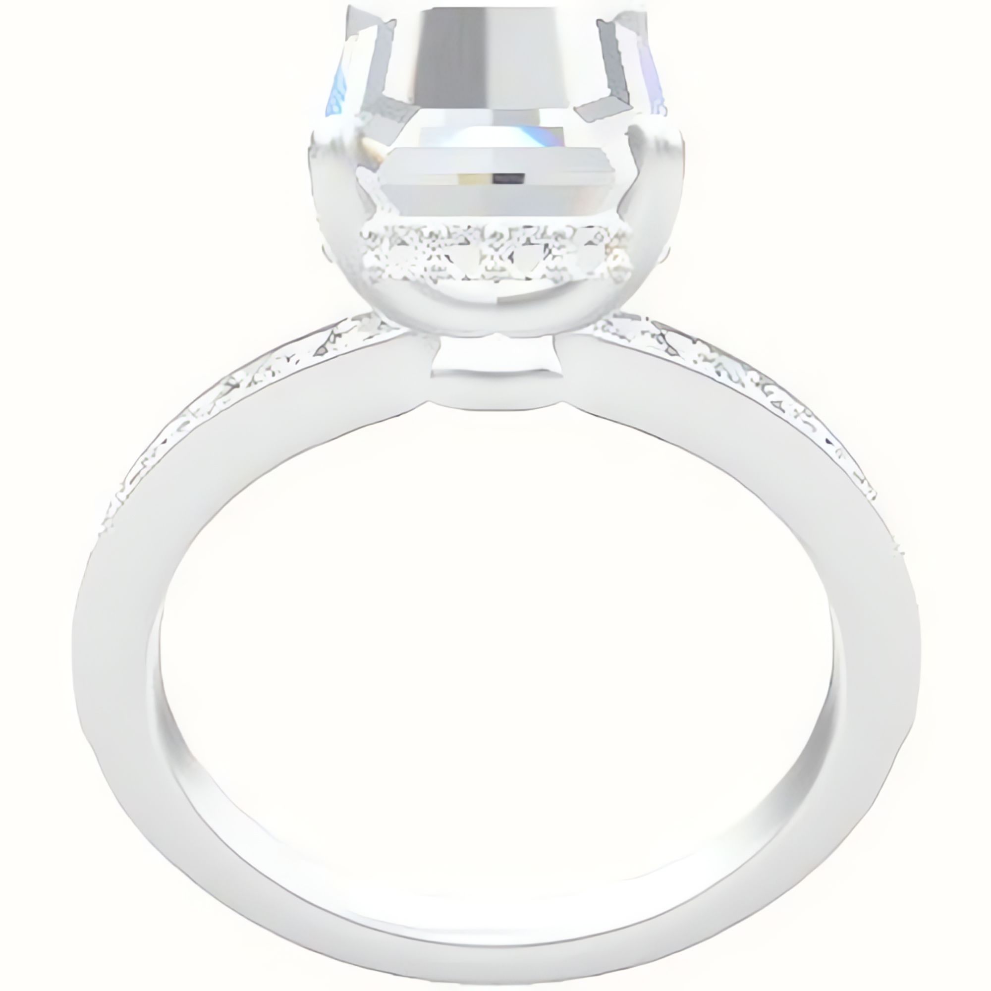 Micropave Engagement Ring With Low Set Pave  Hidden Halo Head