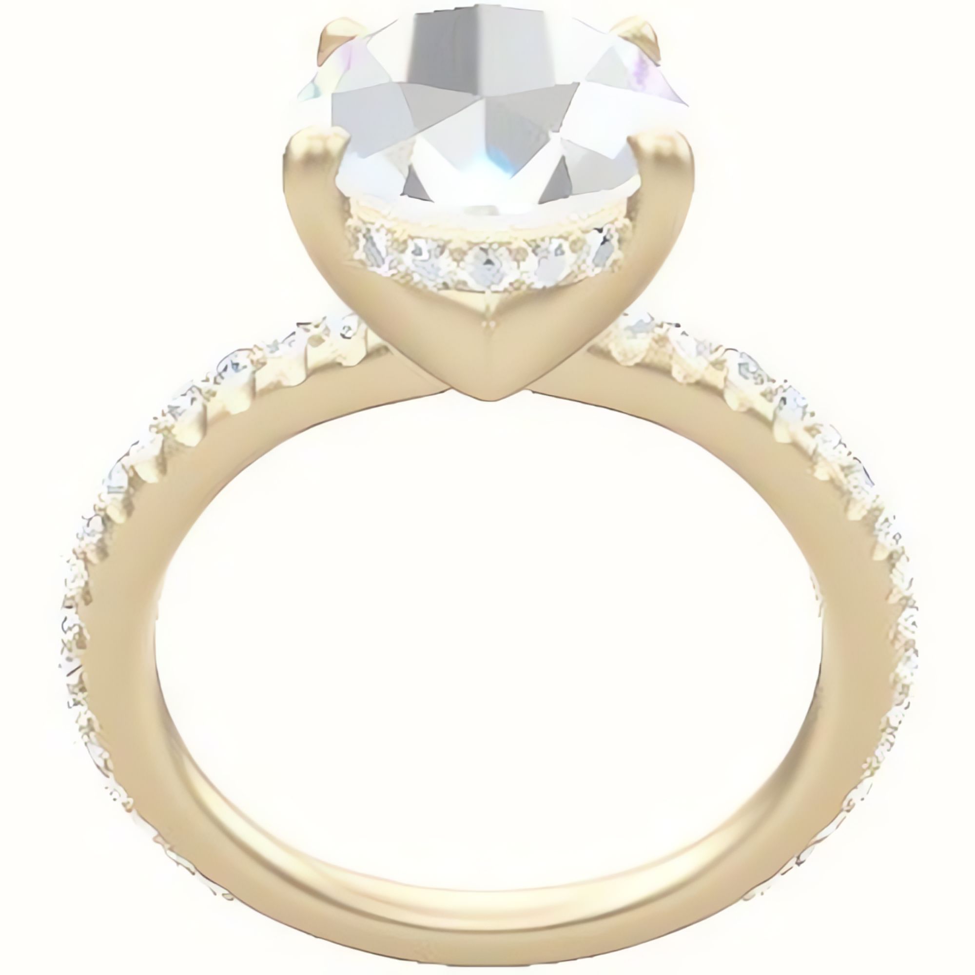 3/4 Pave Engagement Ring With V Prong with Hidden Halo Head