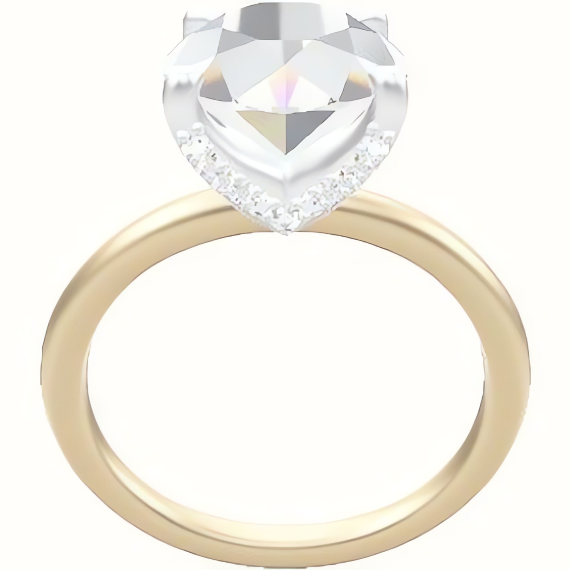 Classic Solitaire Engagement Ring With Pave V Prong Head