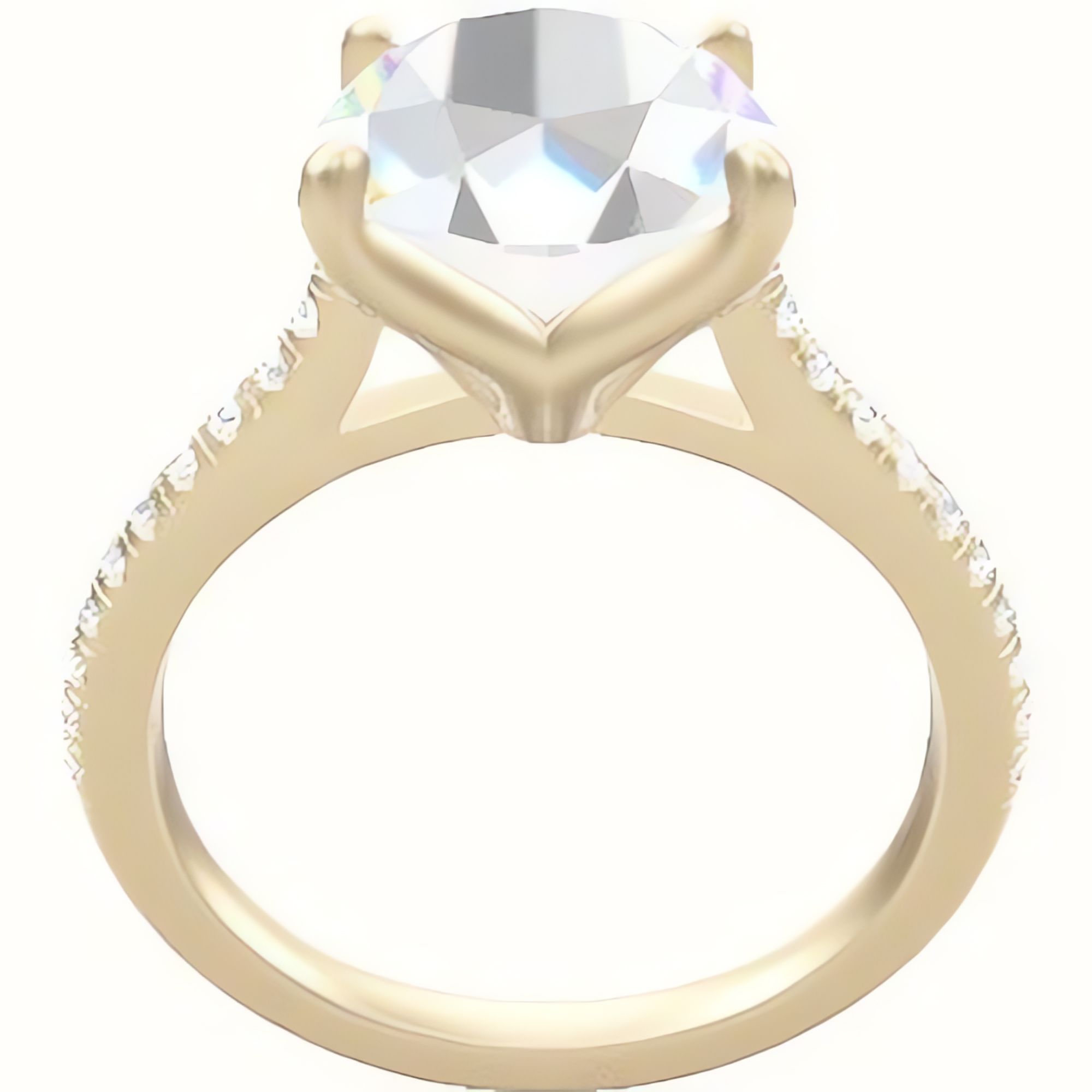 Pave Cathedral Engagement Ring With Petal Four Prong Head