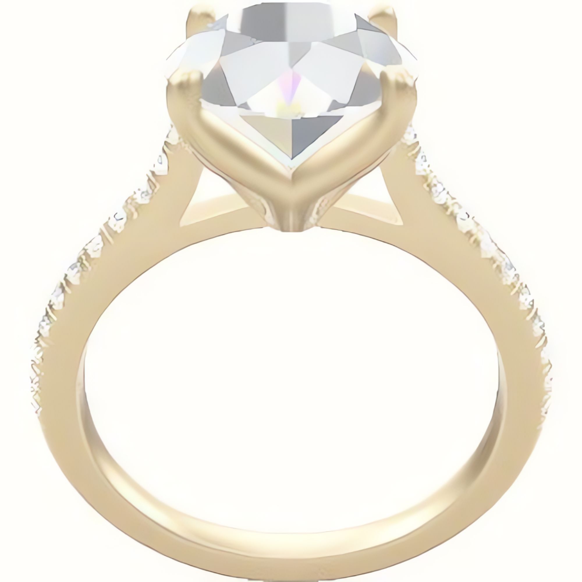 Pave Cathedral Engagement Ring With Petal Four Prong Head