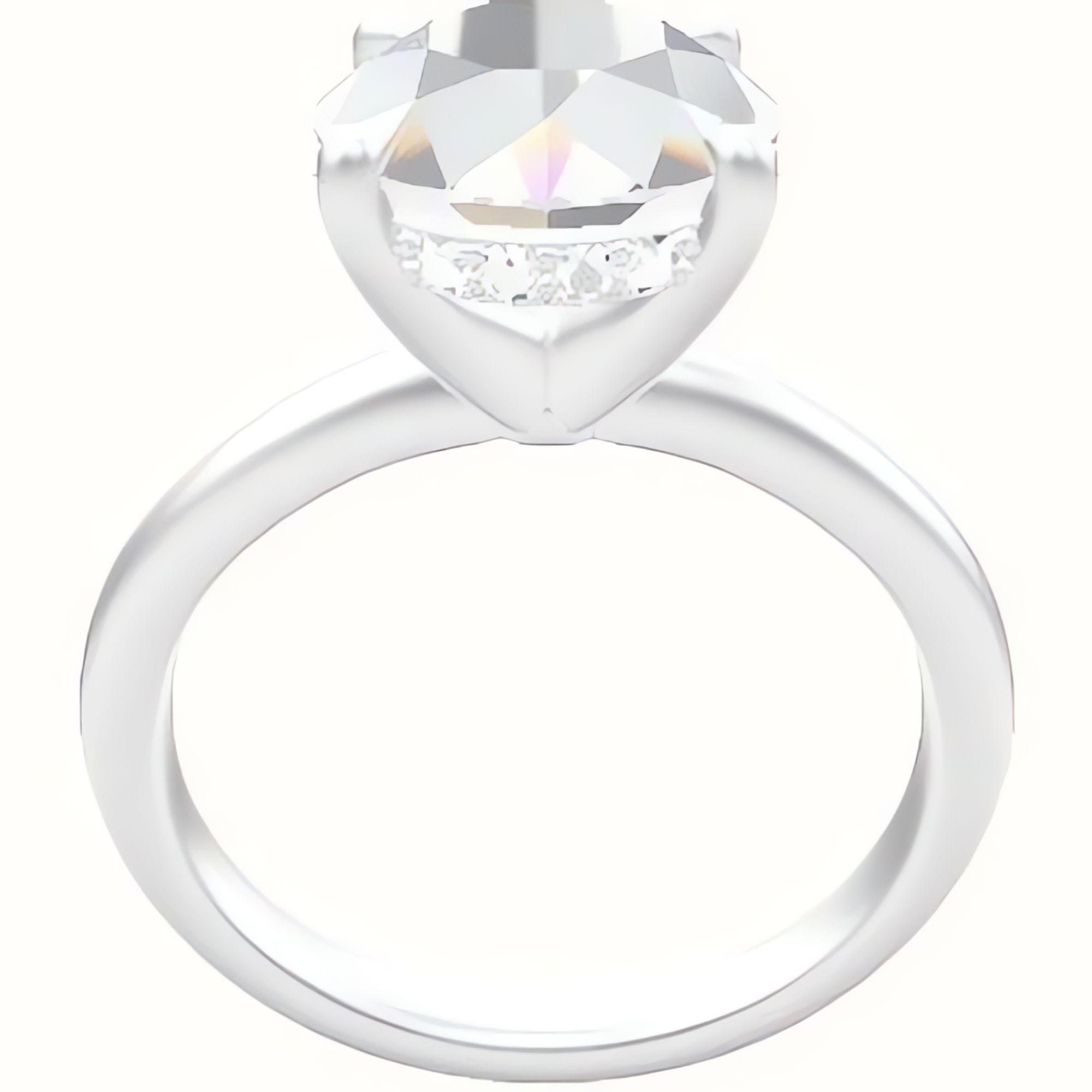 Rounded Solitaire Engagement Ring With V Prong with Hidden Halo Head