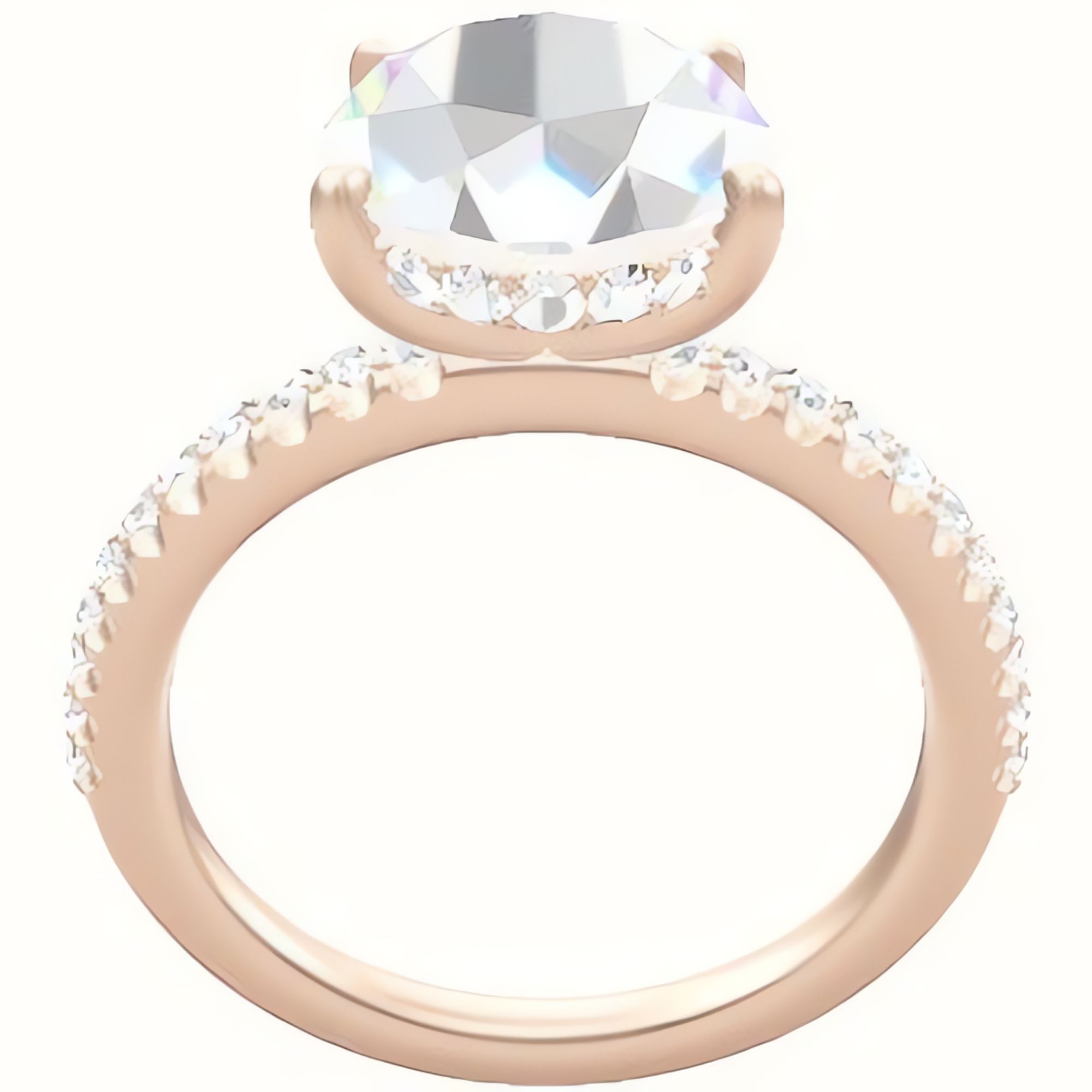illusion Pave Engagement Ring With Low Set Pave  Hidden Halo Head