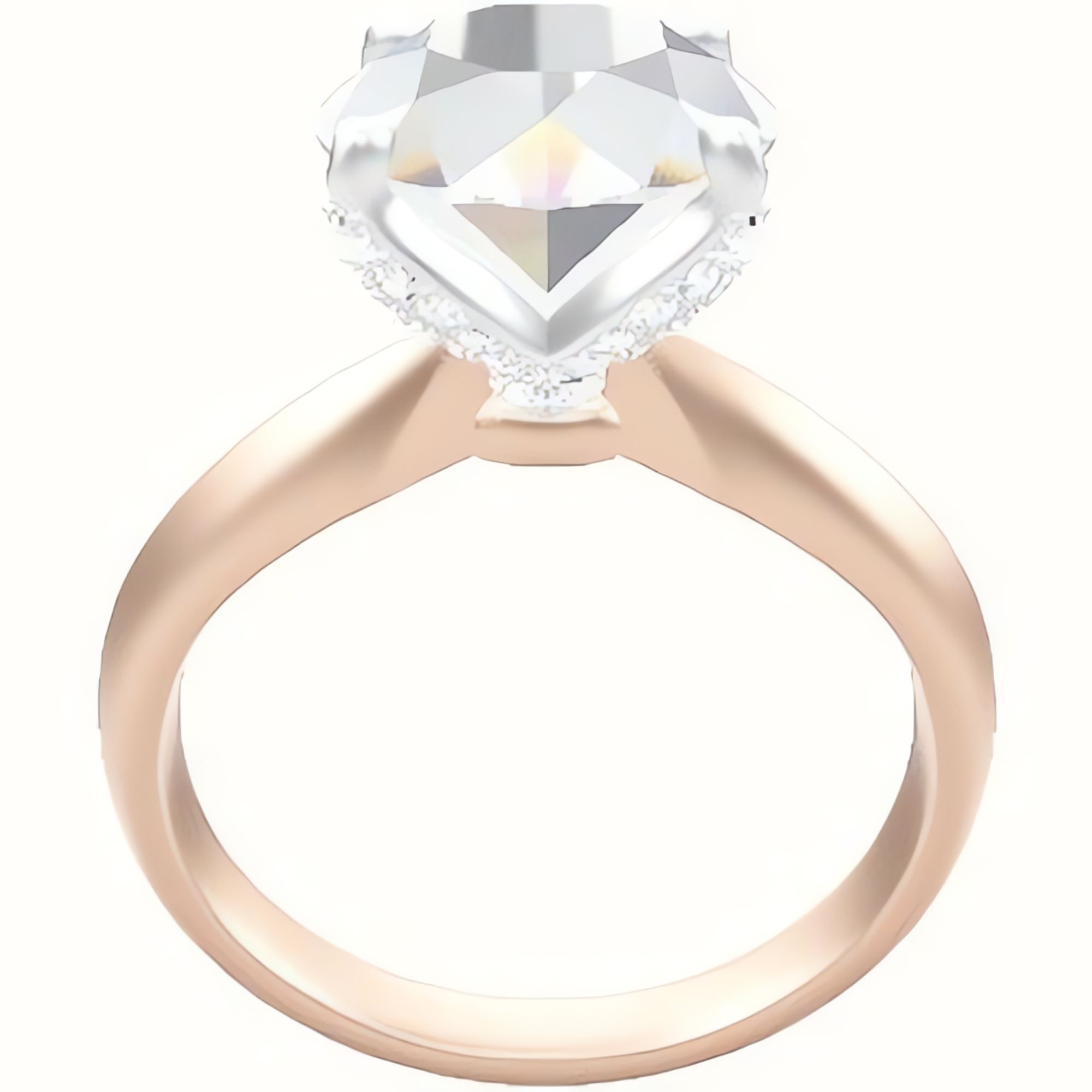 Modified Knife Edge Engagement Ring With Pave Petal Four Prong Head