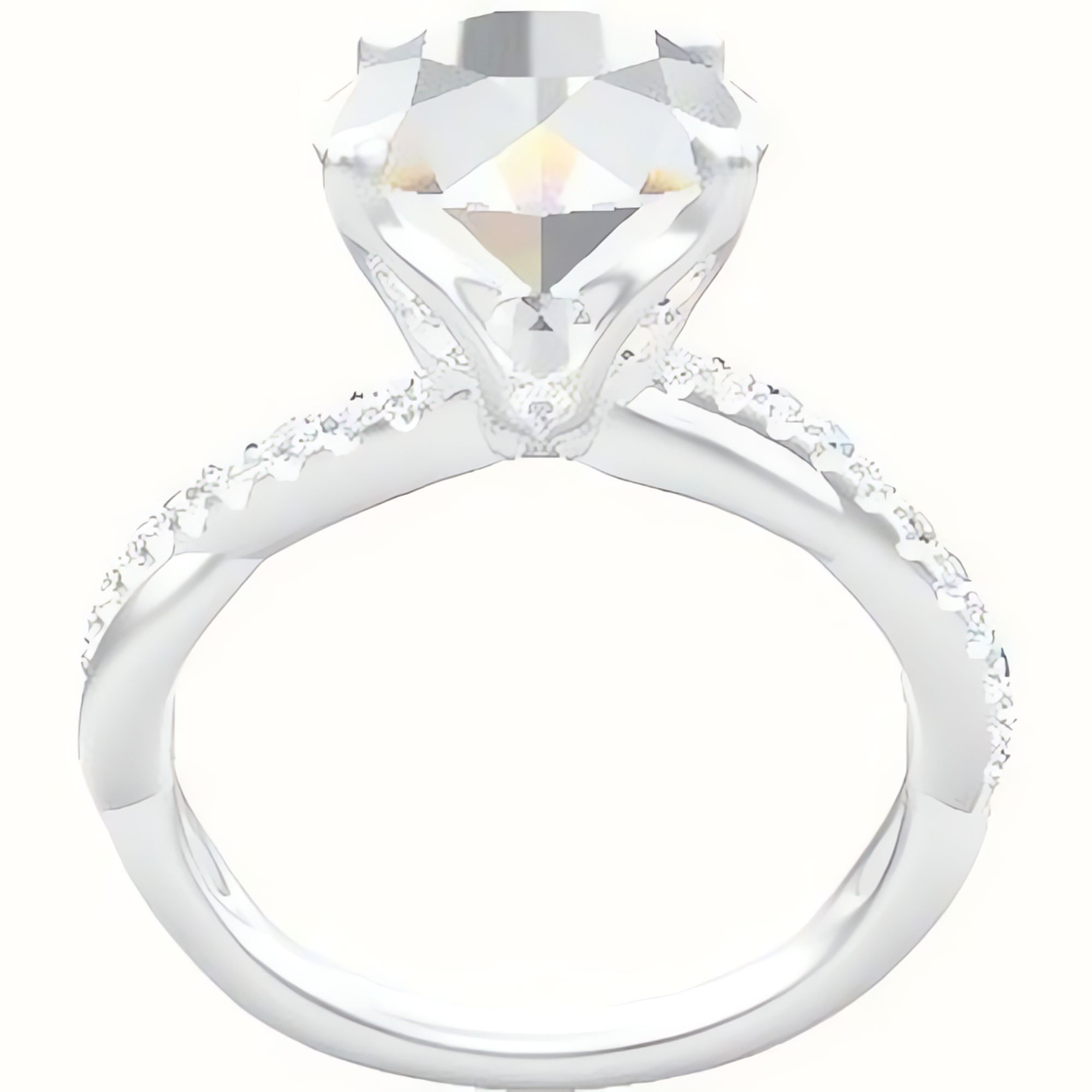 Pave Rope Engagement Ring With Pave Tulip Prongs w. Surprise Diamond Head