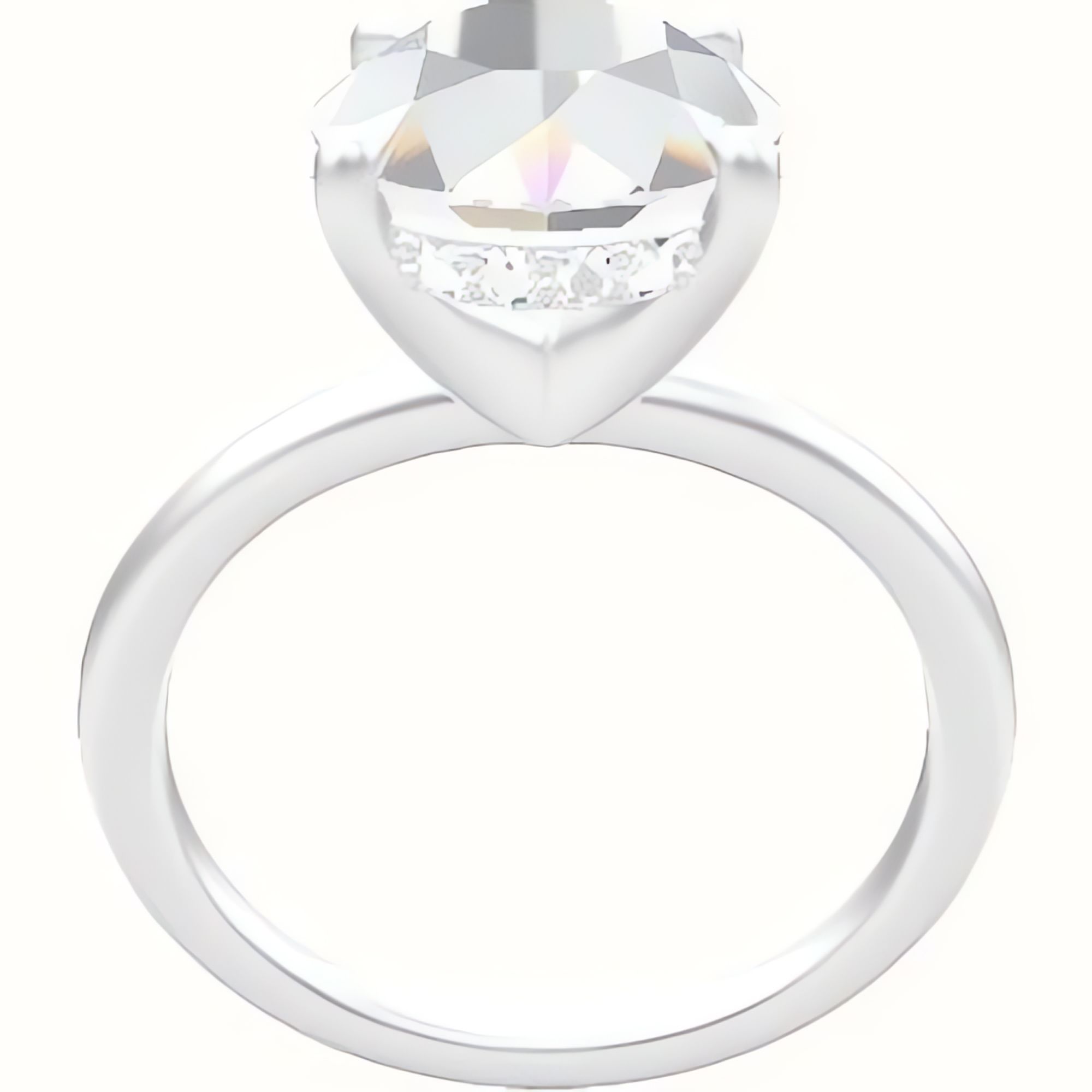 Classic Solitaire Engagement Ring With V Prong with Hidden Halo Head