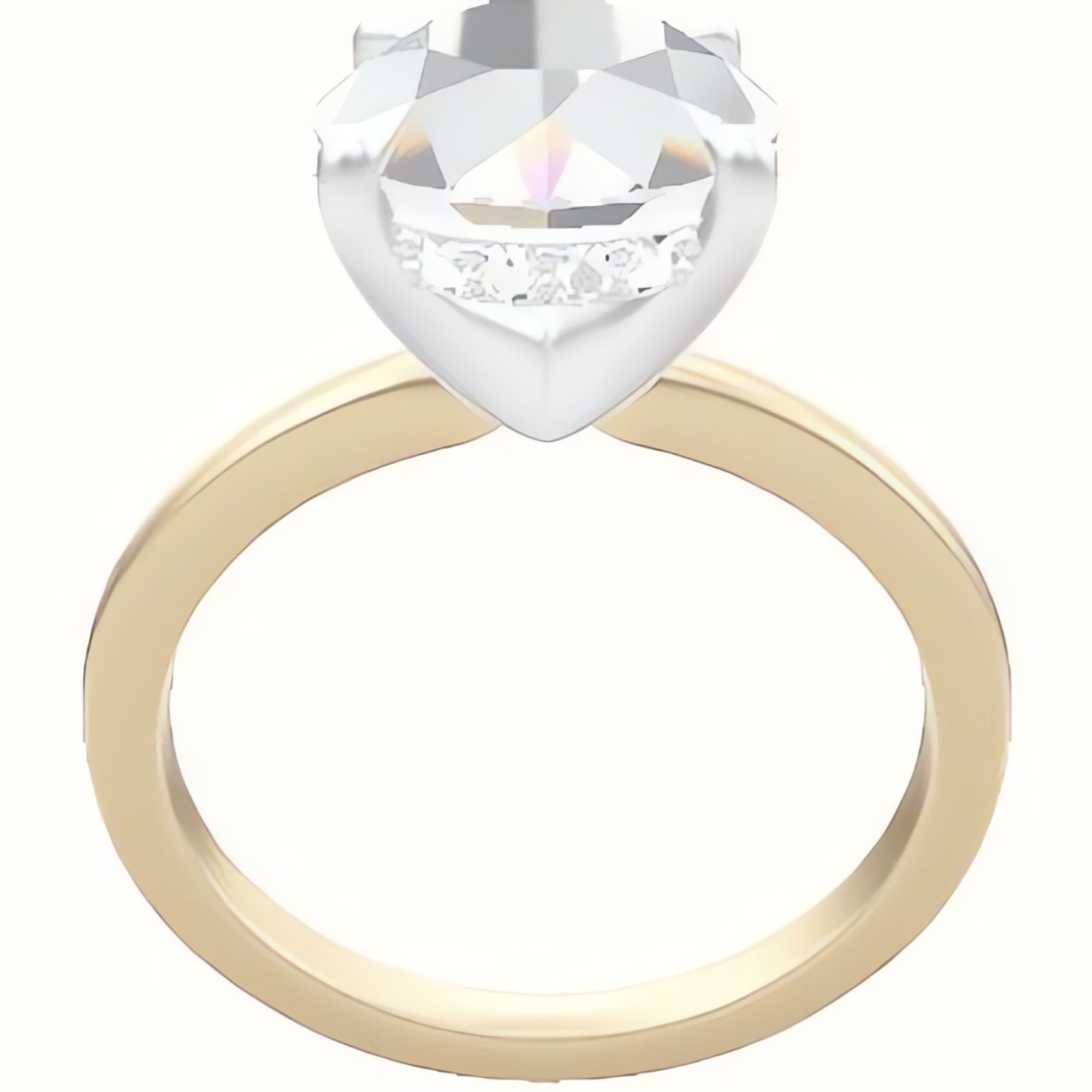Open Solitaire Engagement Ring With V Prong with Hidden Halo Head