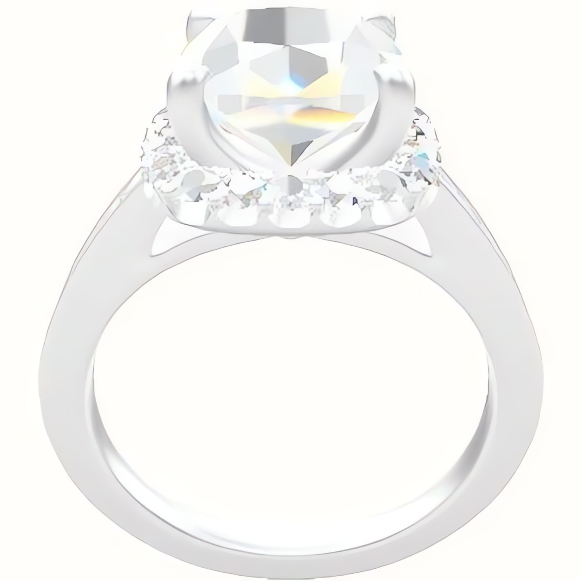 Micropave Cathedral Engagement Ring With Halo Head
