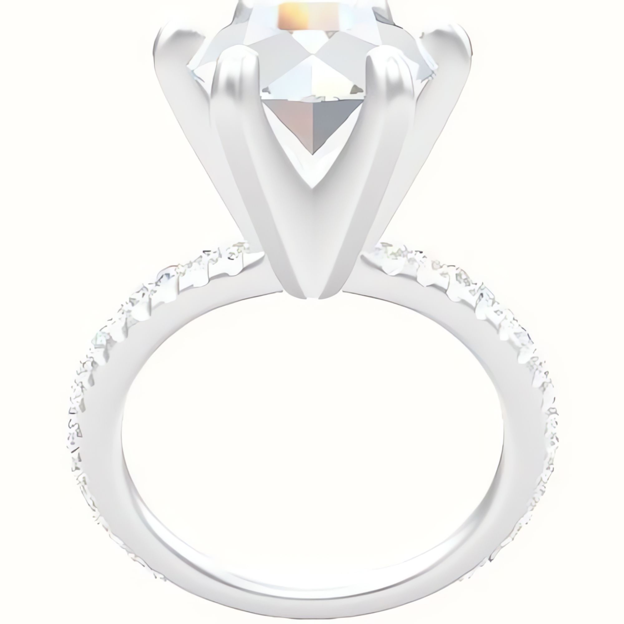 3/4 Pave Engagement Ring With Classic Six Prong Head