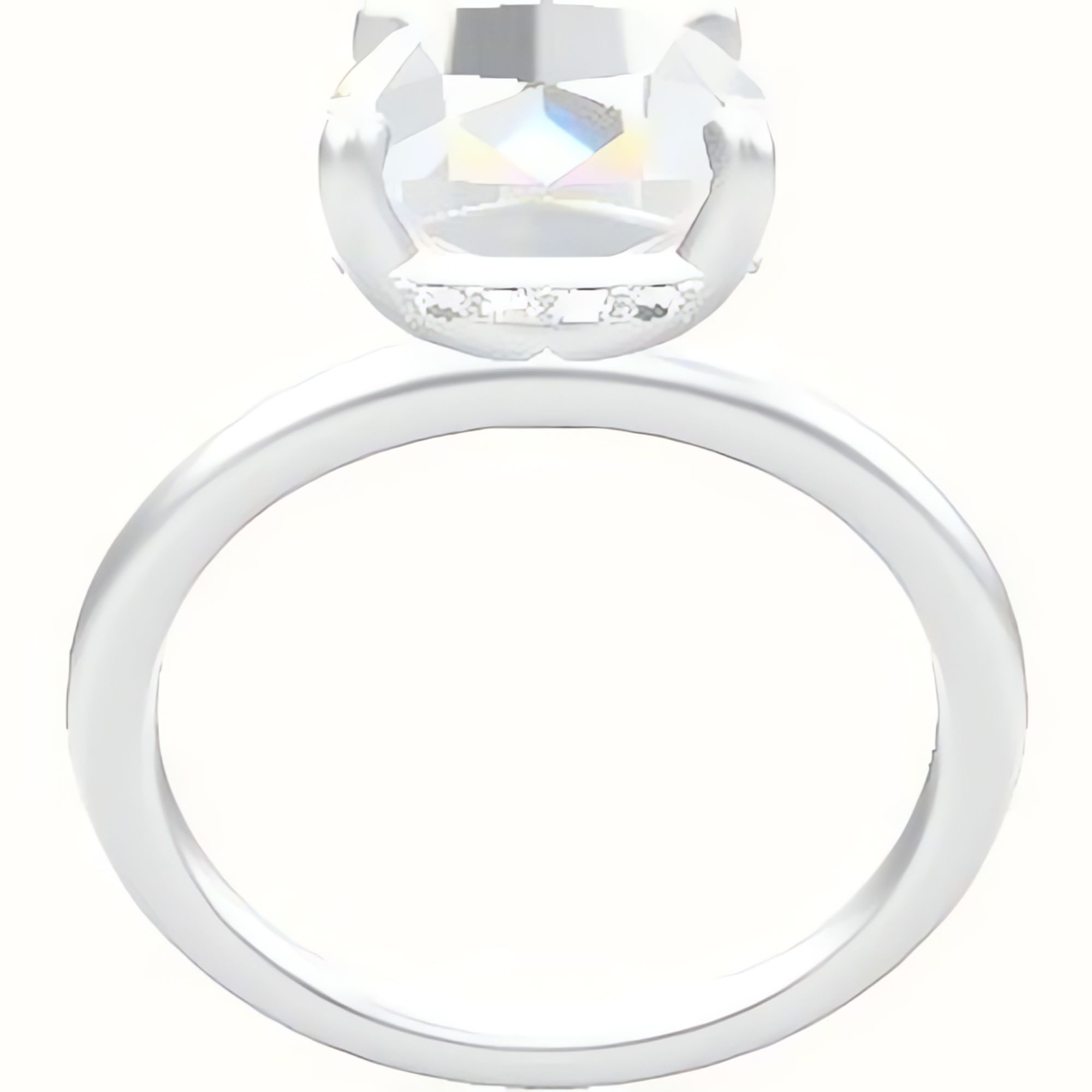 Classic Solitaire Engagement Ring With Low Set Pave  Hidden Halo Head