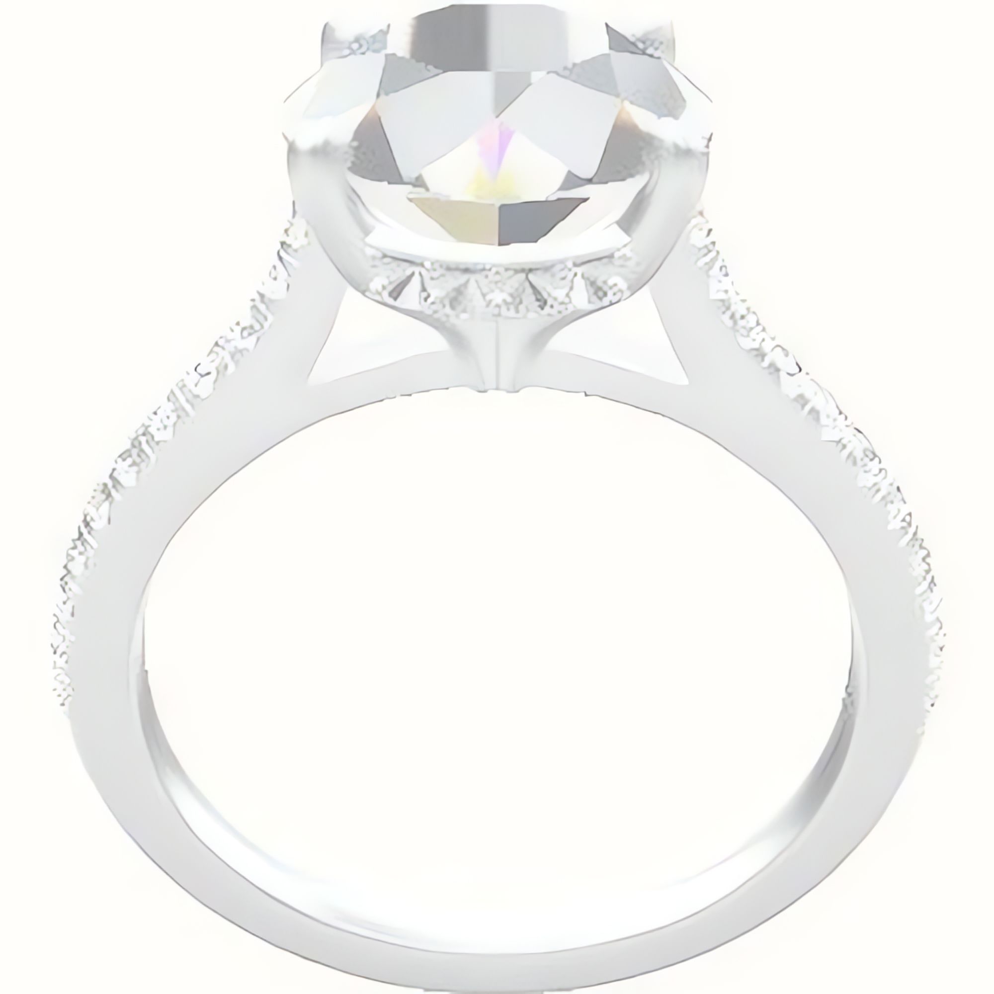 Pave Cathedral Engagement Ring With Front Set Gallery Head