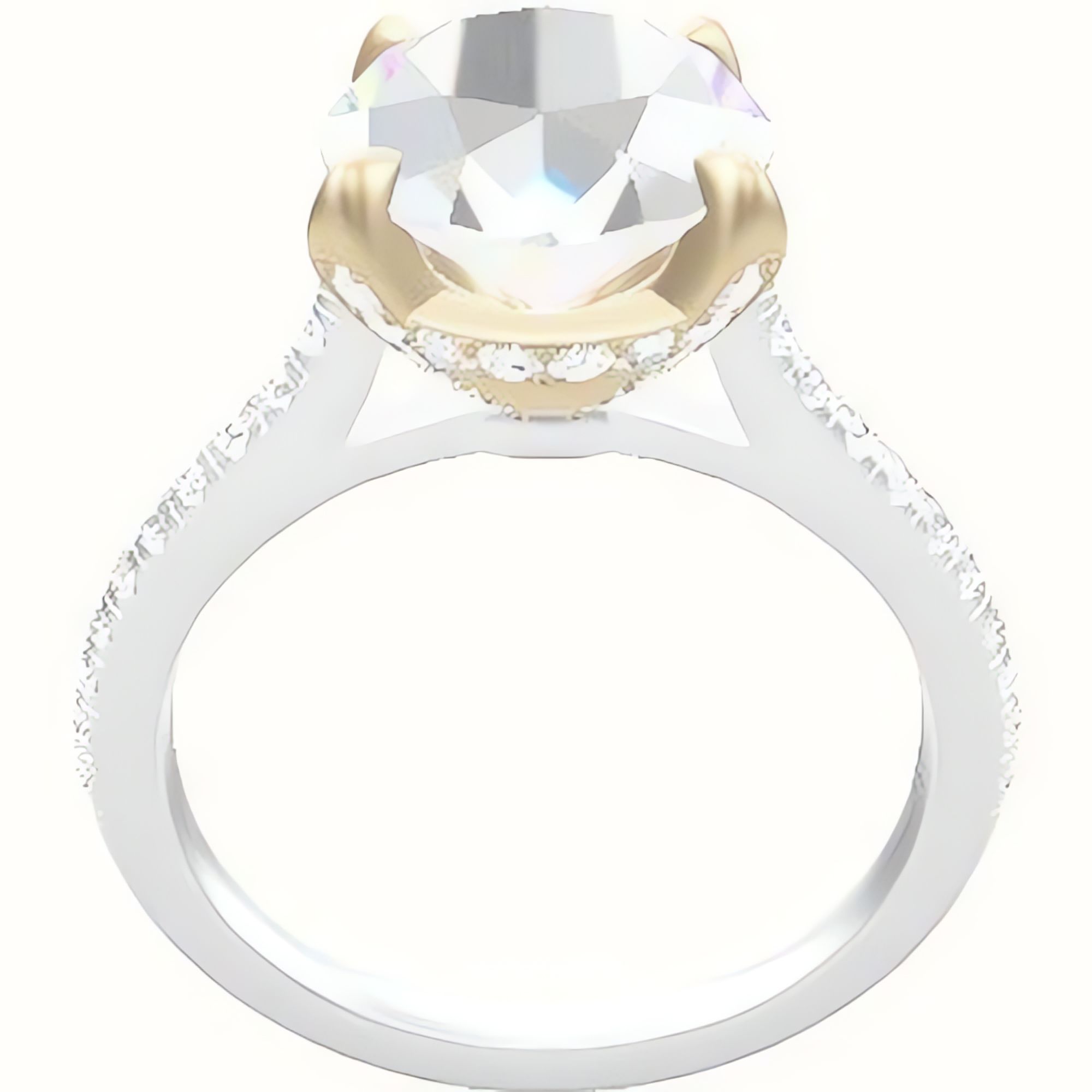 Pave Cathedral Engagement Ring With Pave Basket Head