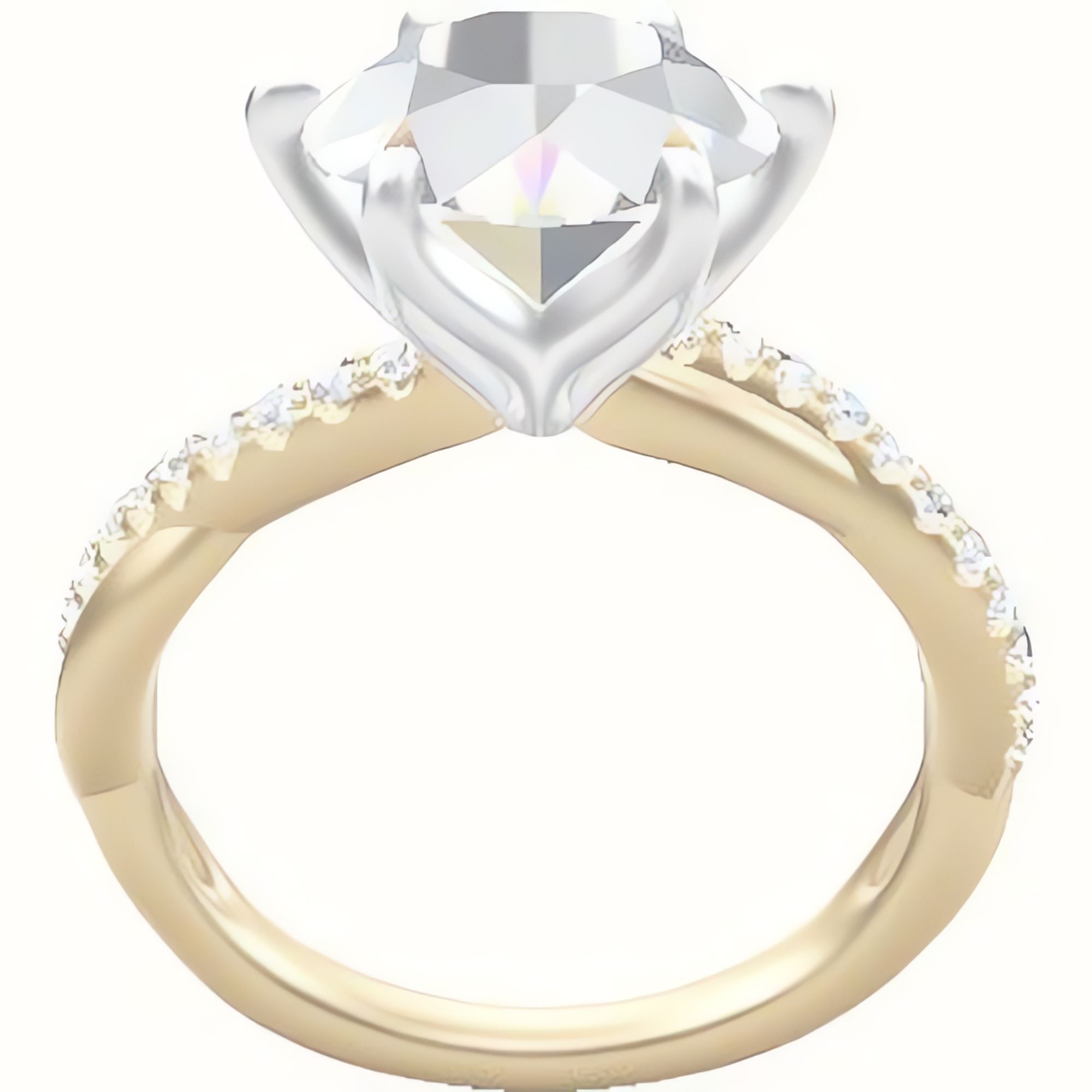Pave Rope Engagement Ring With Petal Six Prong Head