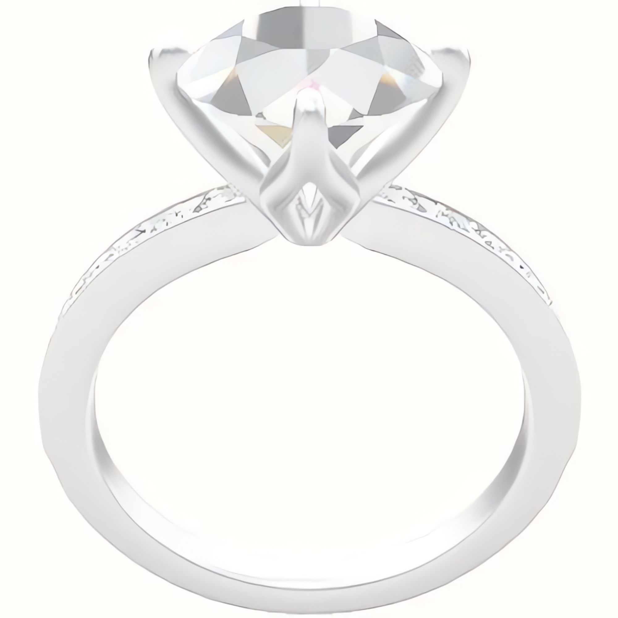Micropave Engagement Ring With Petal Compass Prong Head