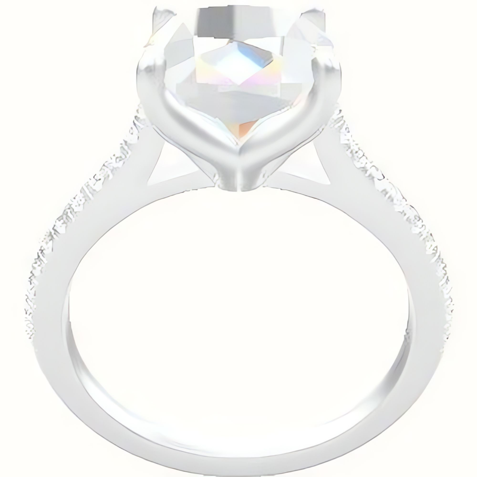 Pave Cathedral Engagement Ring With Petal Four Prong Head