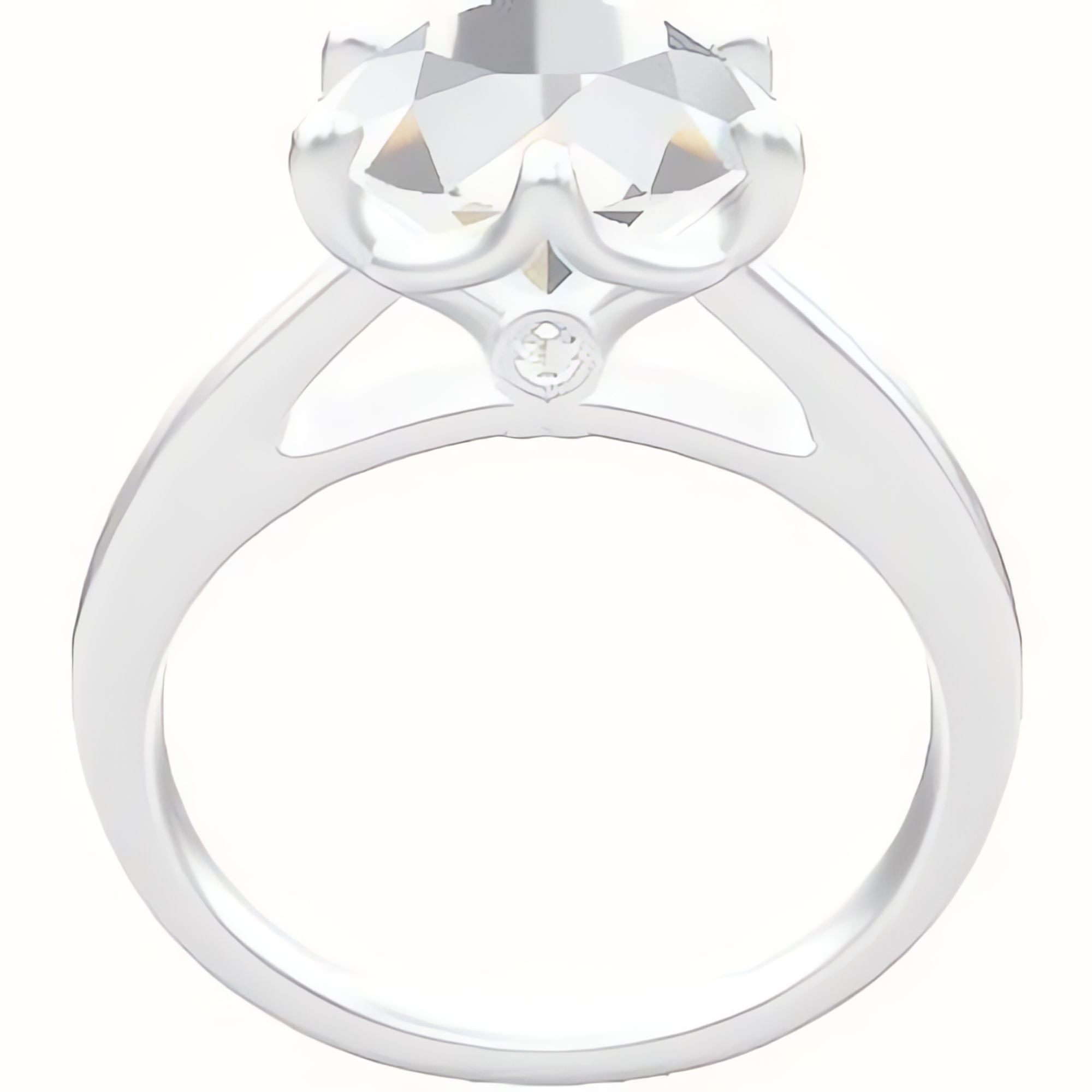 Cathedral Engagement Ring With Crown Six Prong w. accent Diamond Head