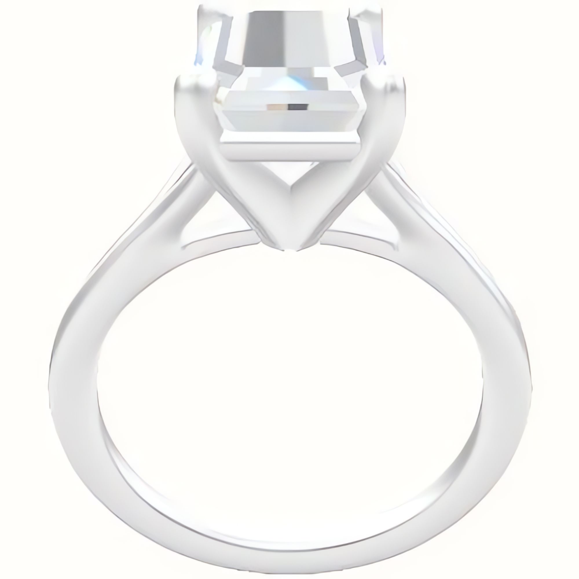 Split Cathedral Engagement Ring With High Set Four Prong Head