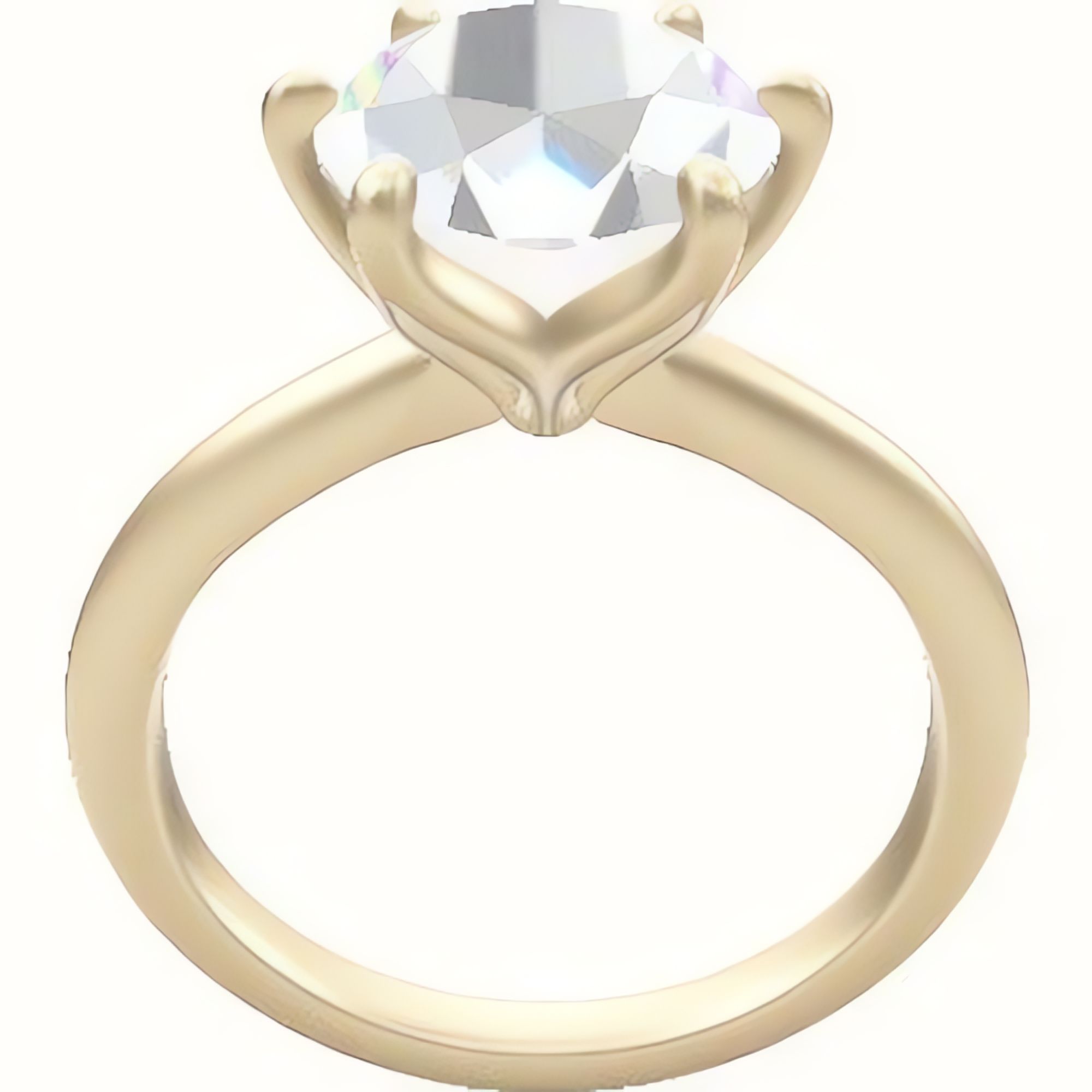Beveled Solitaire Engagement Ring With Petal Six Prong Head