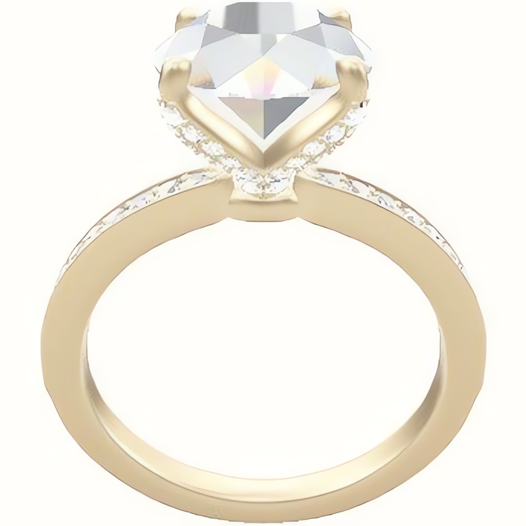 Micropave Engagement Ring With Pave Petal Four Prong Head