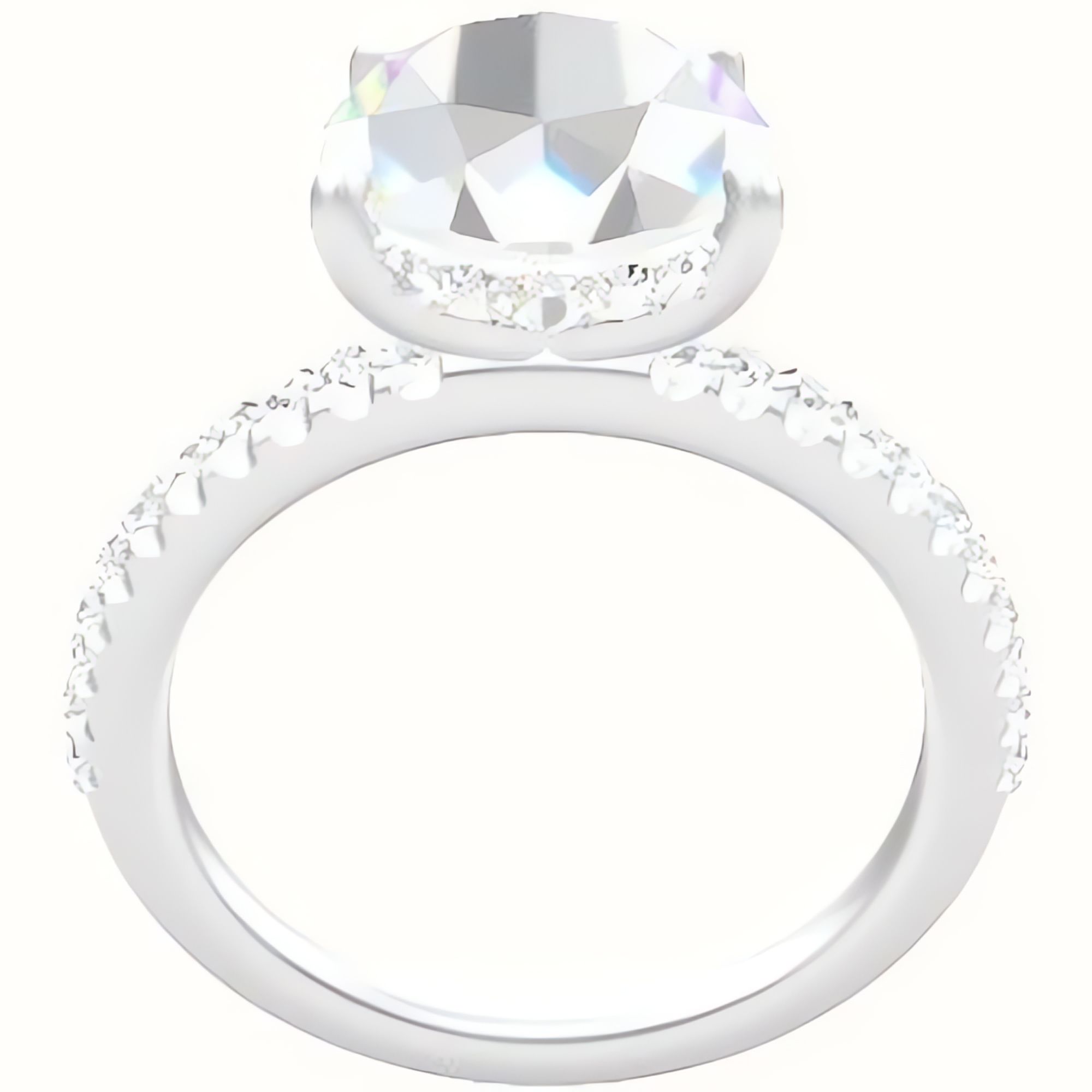 illusion Pave Engagement Ring With Low Set Pave  Hidden Halo Head