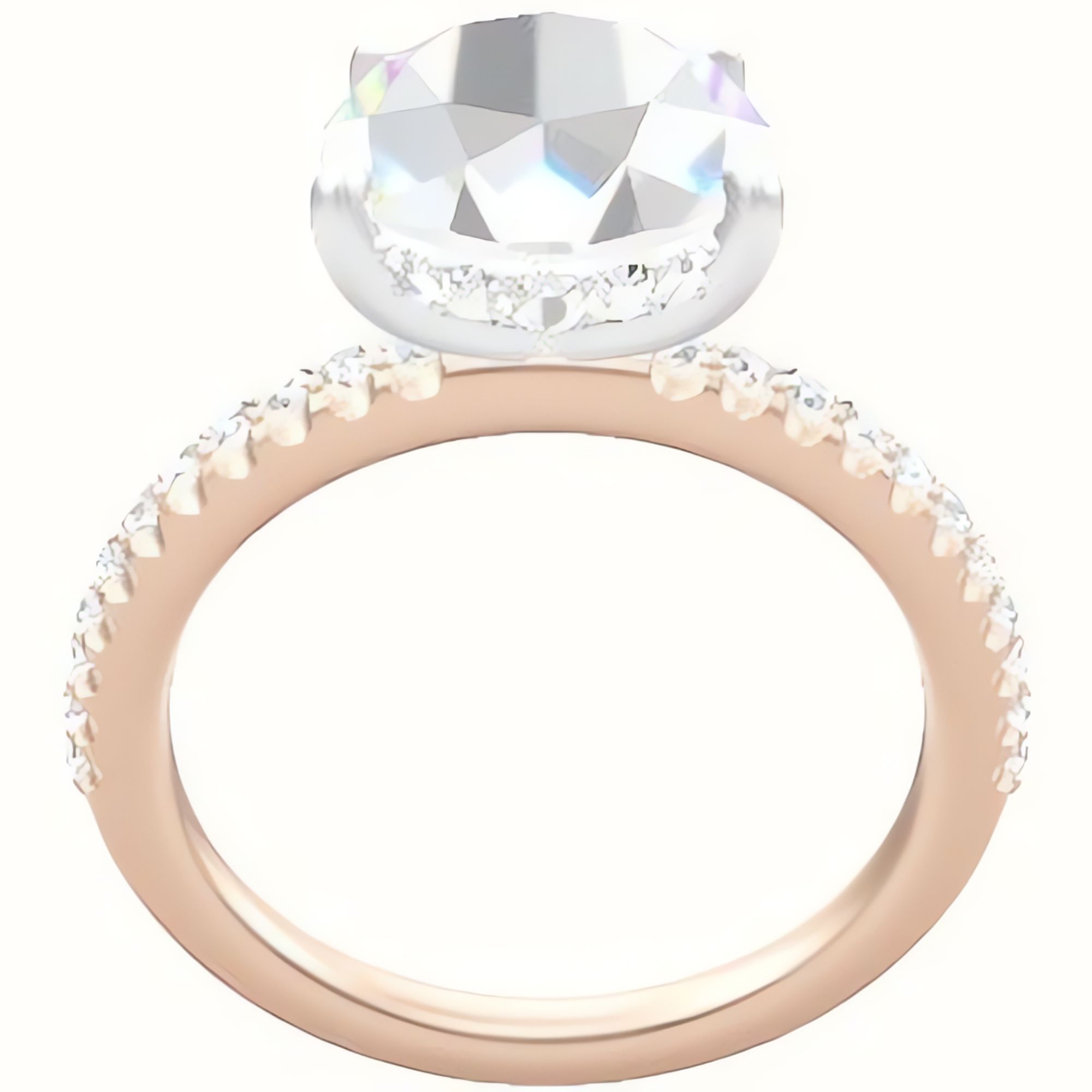 illusion Pave Engagement Ring With Low Set Pave  Hidden Halo Head