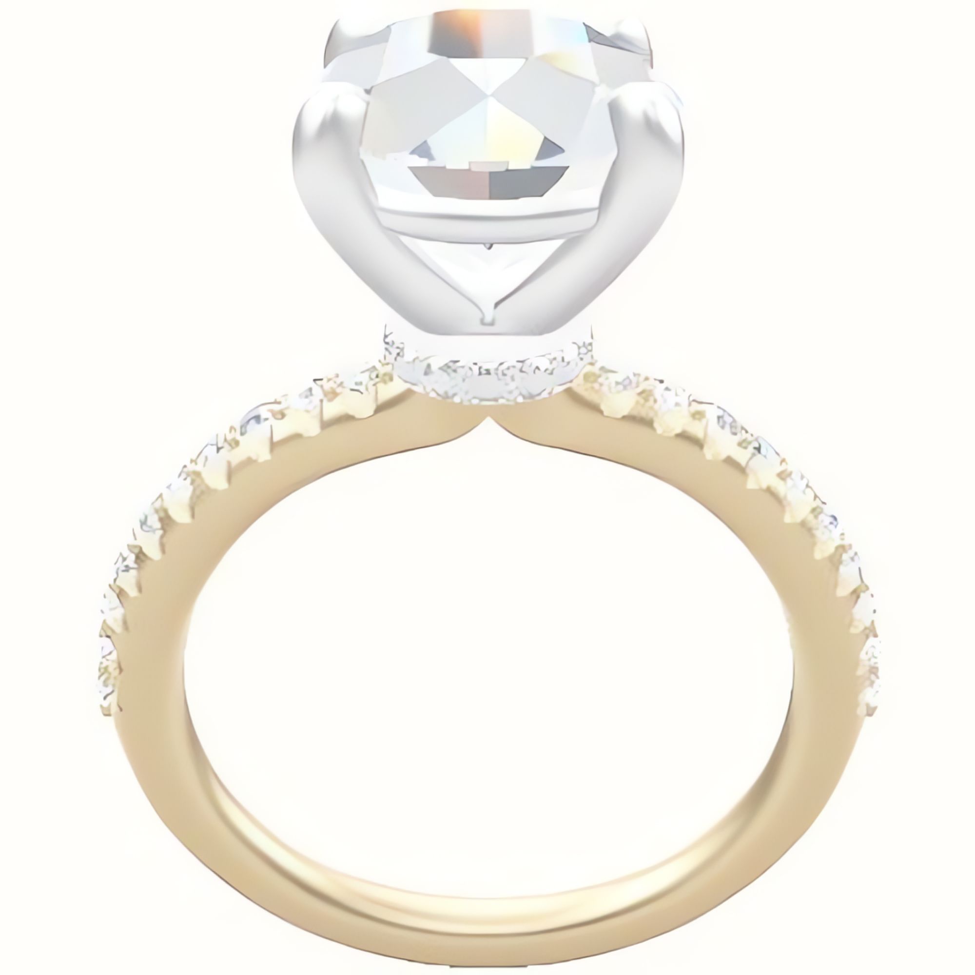 Half Pave Engagement Ring With Low Set Four Prong Head