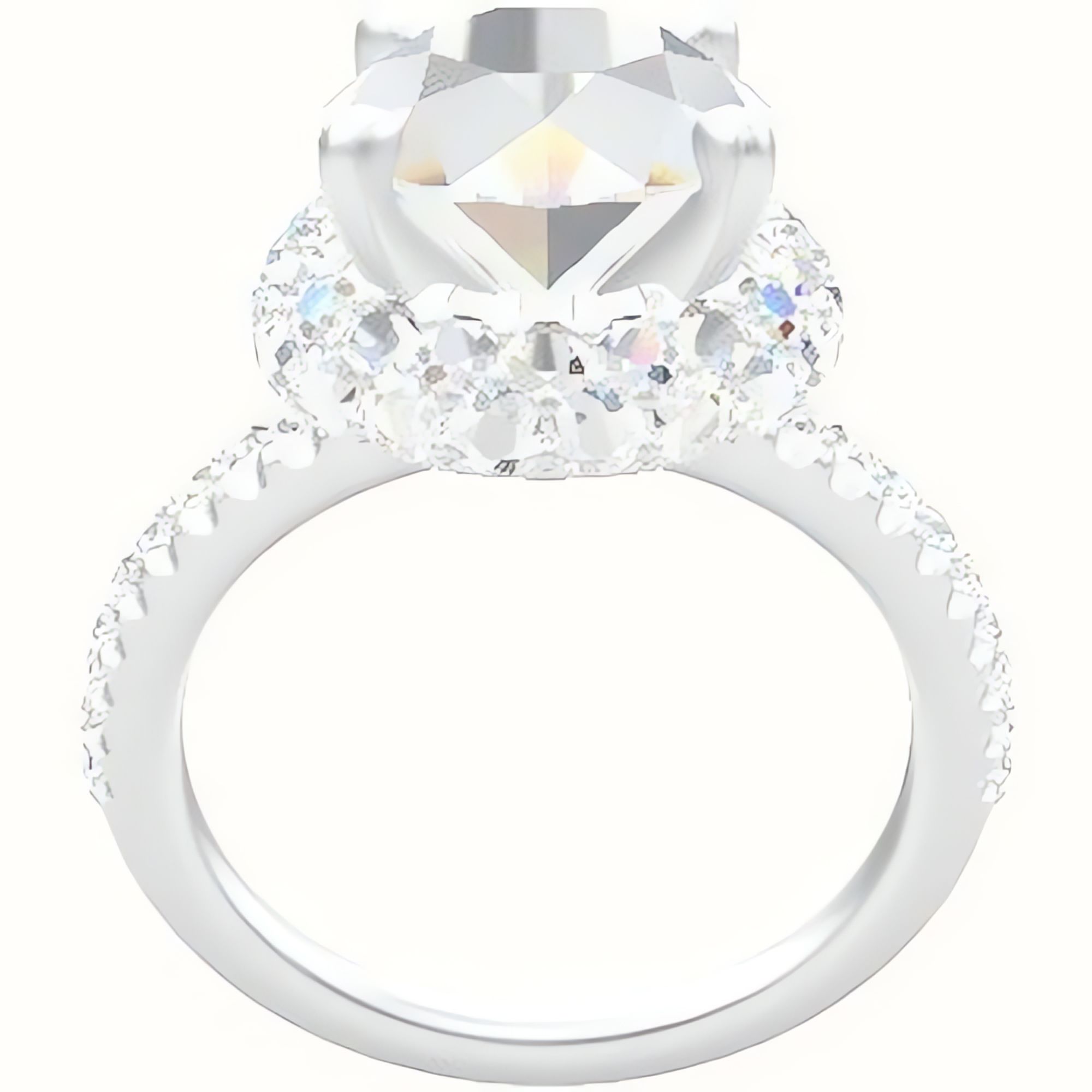 illusion Pave Engagement Ring With High Set Waterfall Halo Head