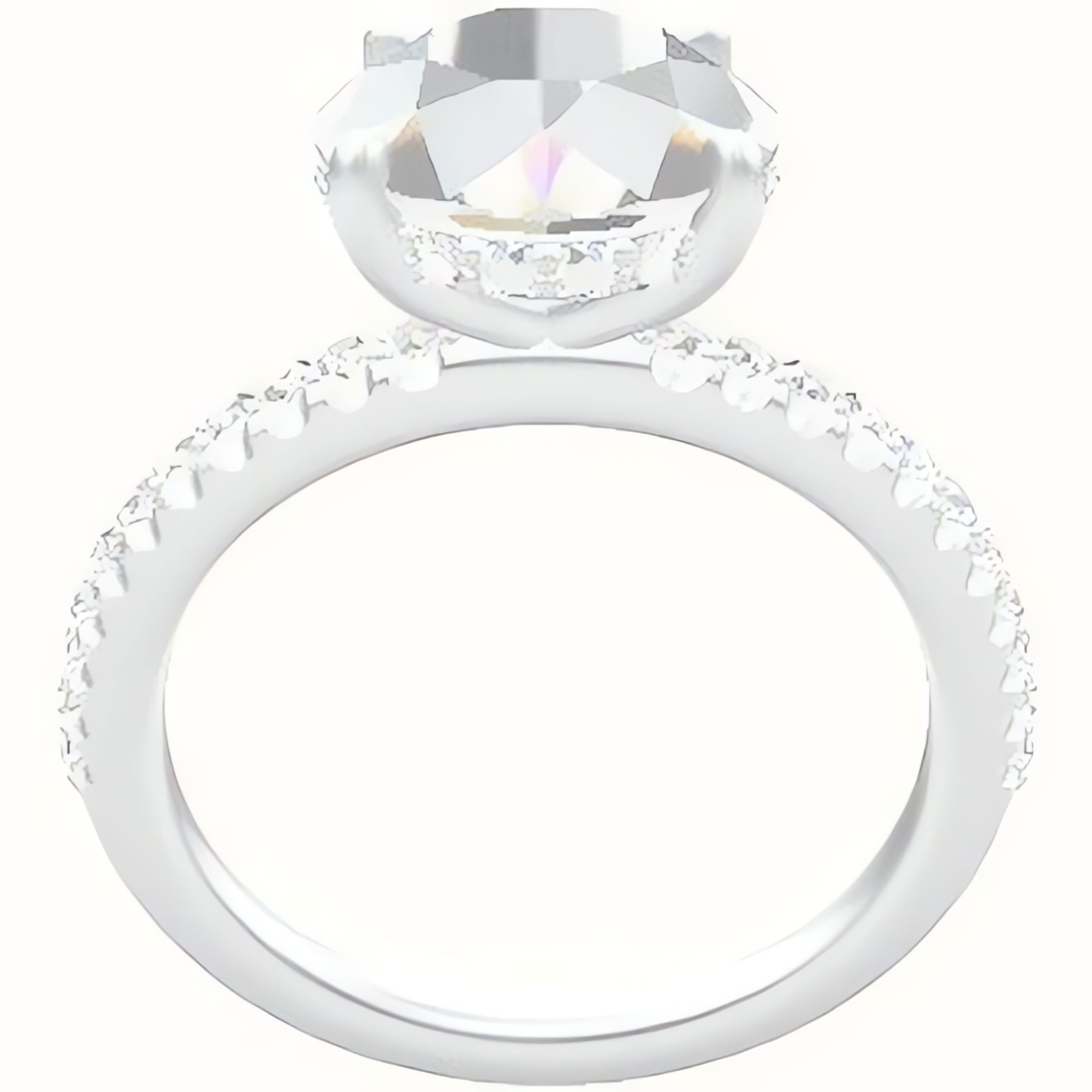 illusion Pave Engagement Ring With Low Set Pave  Hidden Halo Head