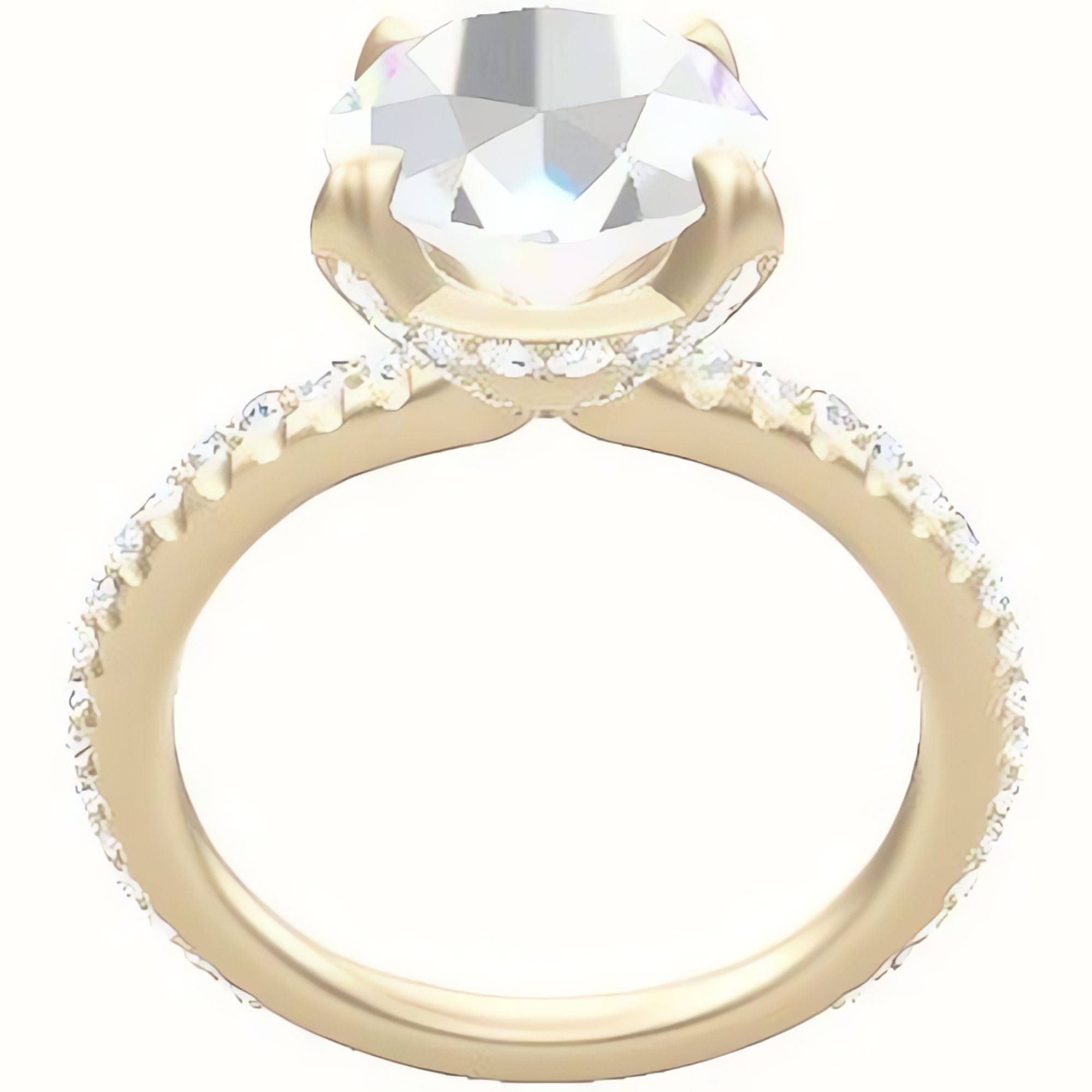 3/4 Pave Engagement Ring With Pave Basket Head