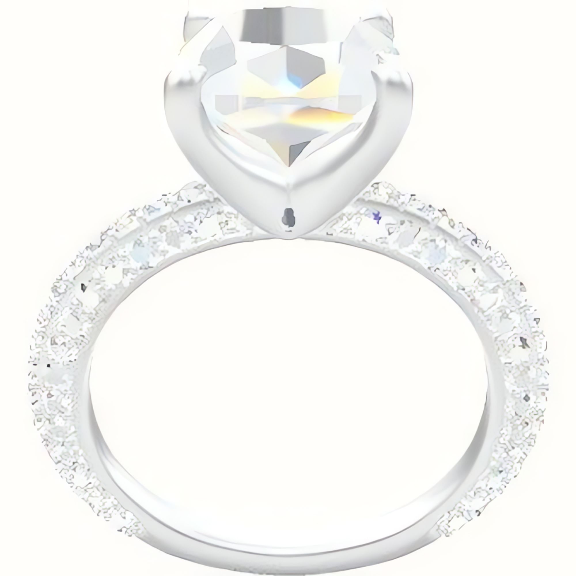 3/4 Three Row Pave Engagement Ring With Four Prong Head