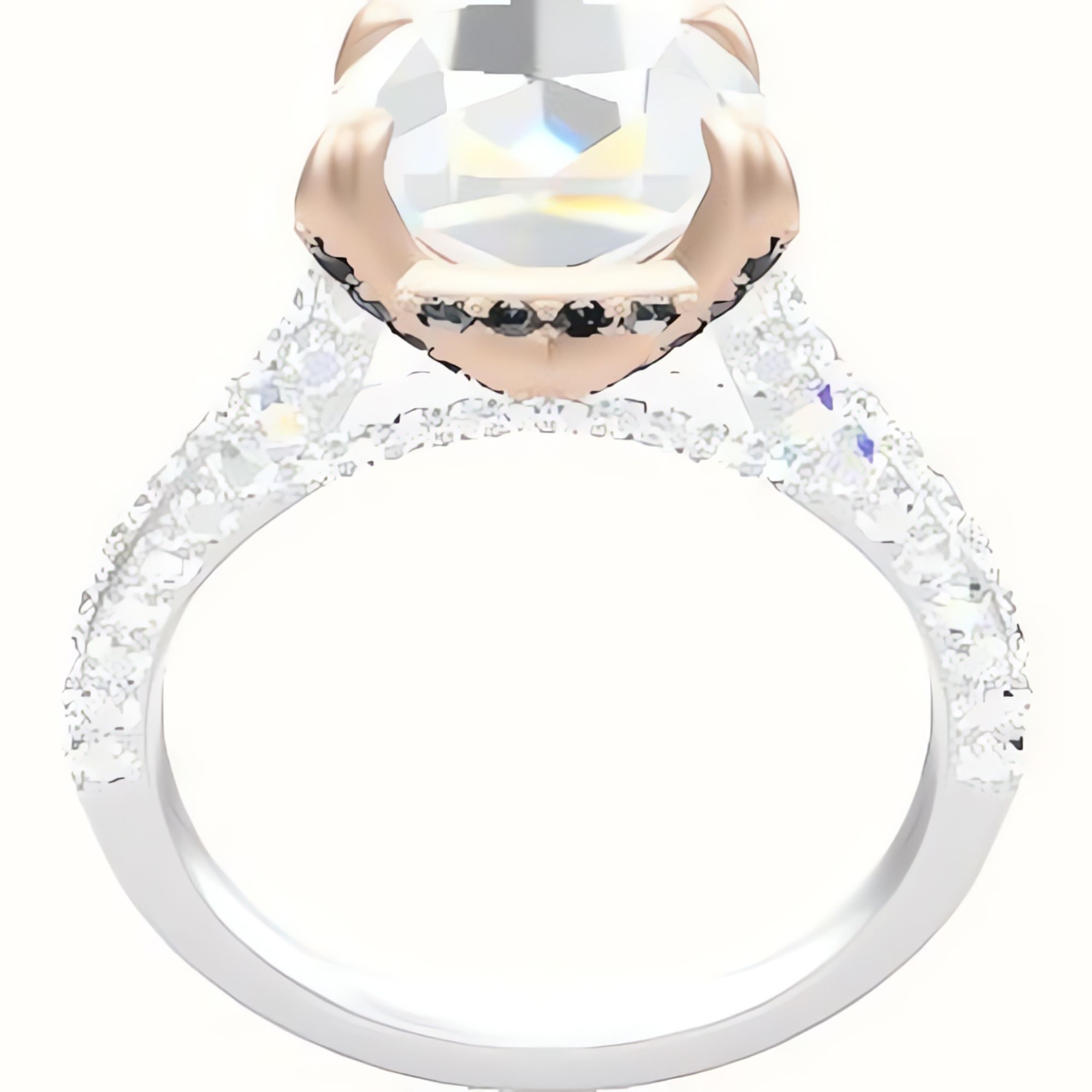 Petite Cathedral Three Row Engagement Ring With Pave Basket Head