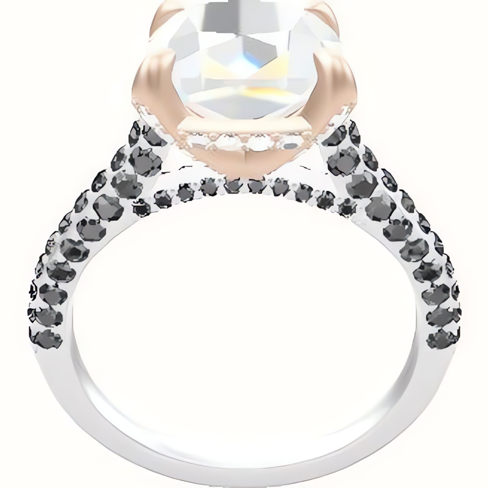 Petite Cathedral Three Row Engagement Ring With Pave Basket Head