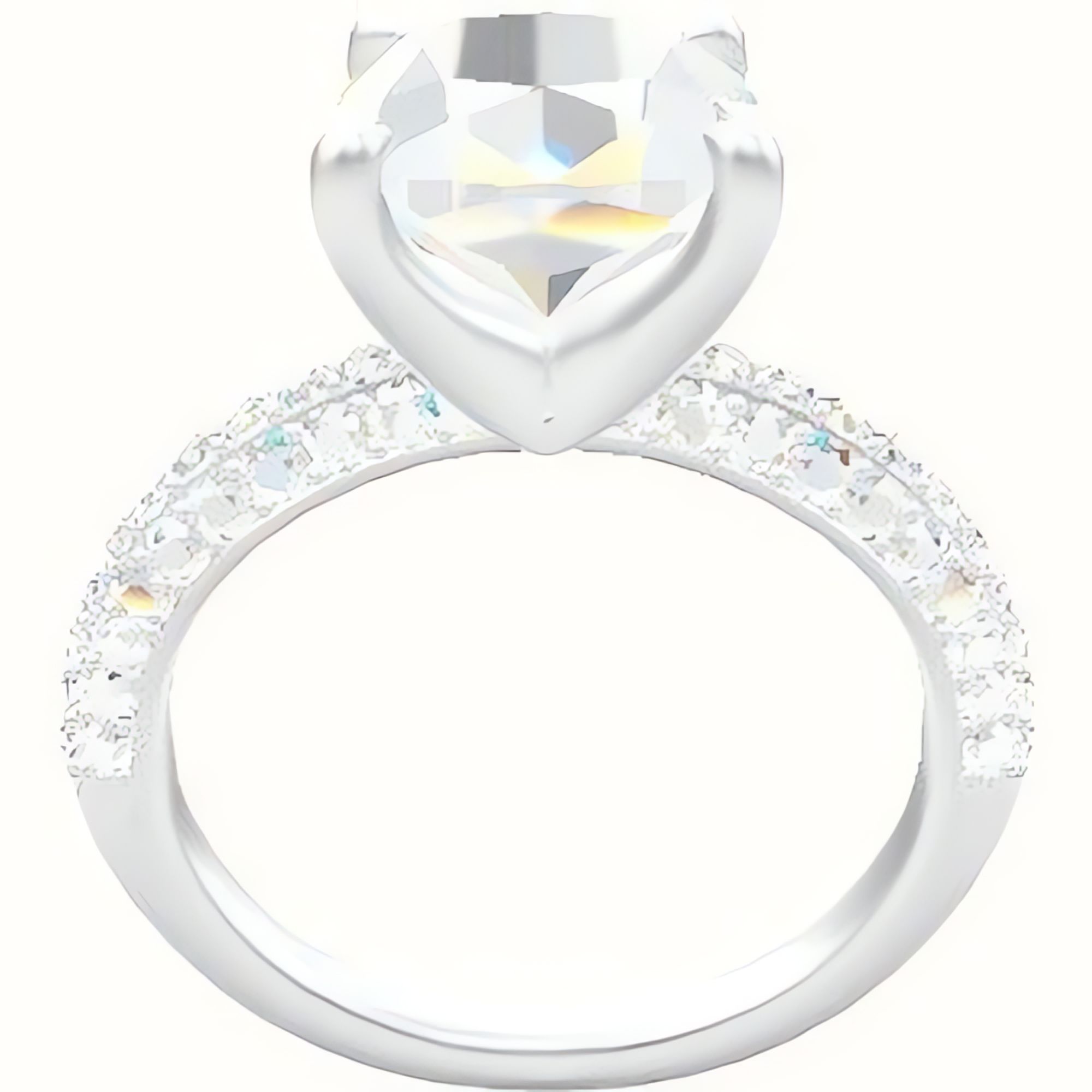 Three Row Pave Engagement Ring With Four Prong Head