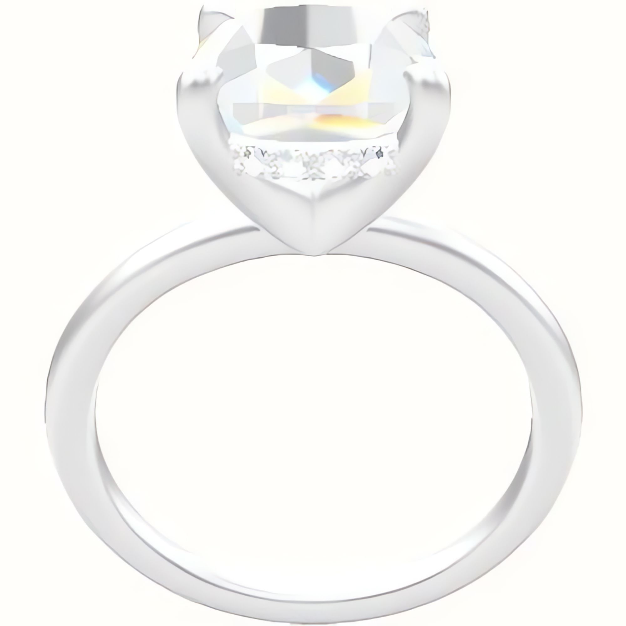 Classic Solitaire Engagement Ring With V Prong with Hidden Halo Head
