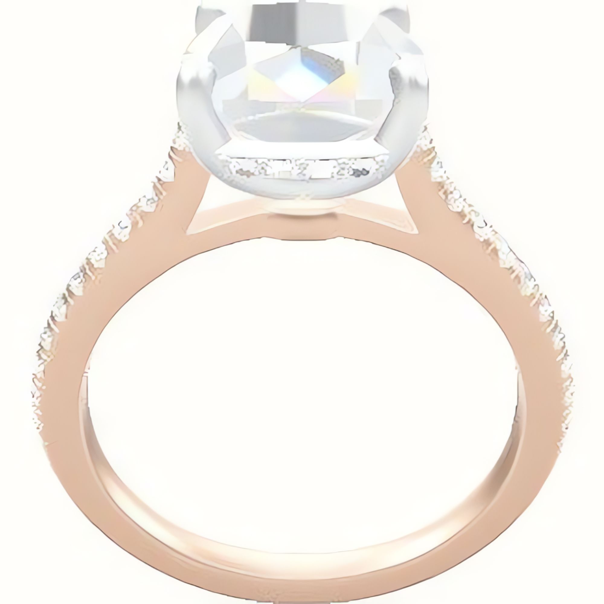 Pave Cathedral Engagement Ring With Low Set Pave  Hidden Halo Head