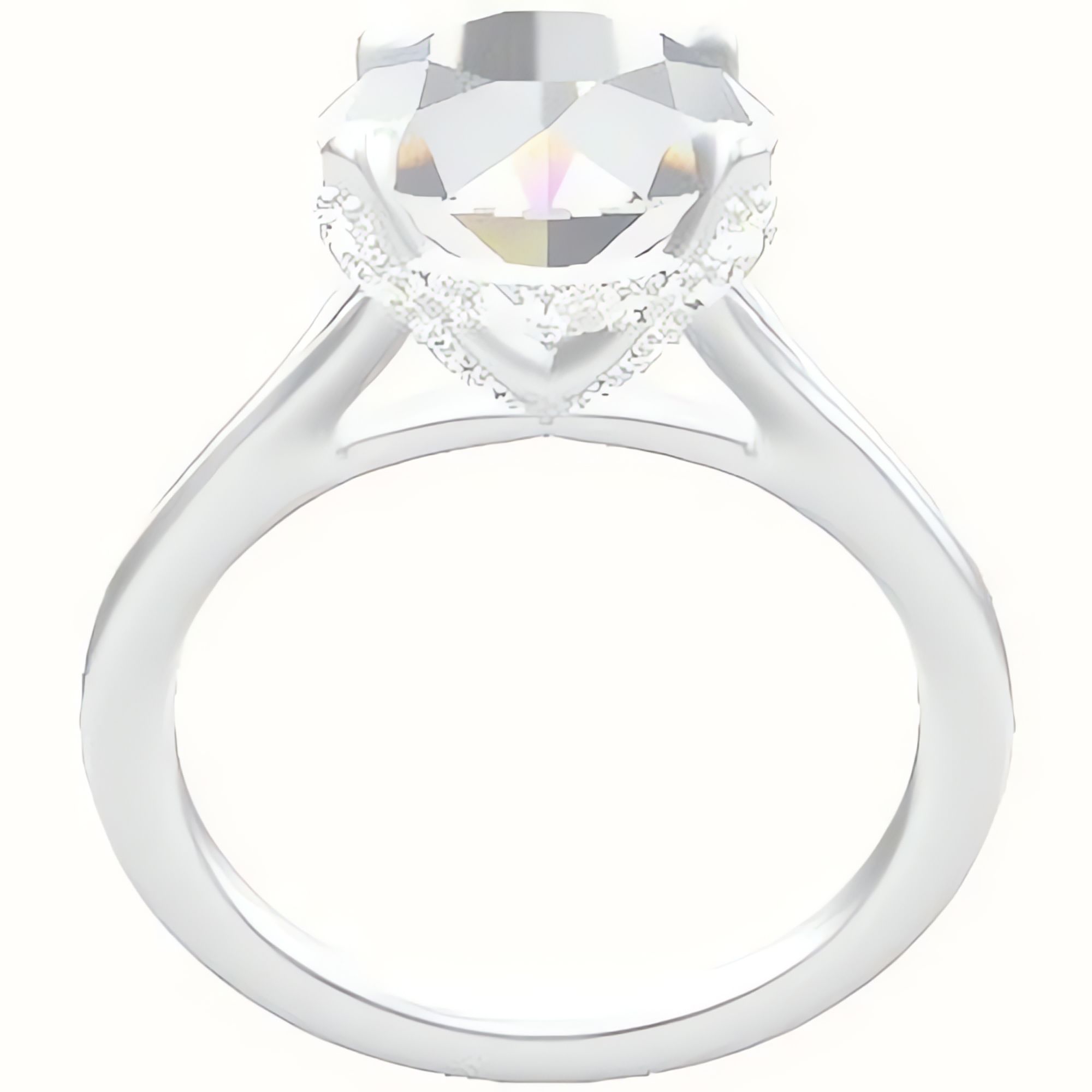 Split Cathedral Engagement Ring With Pave Basket Head