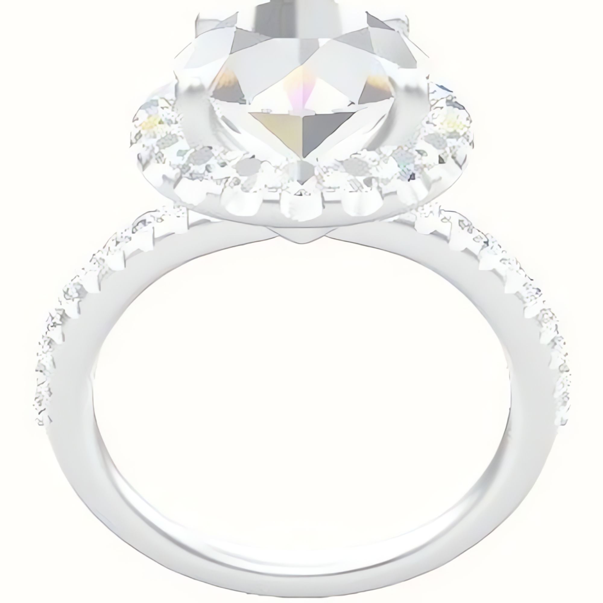 Half Pave Engagement Ring With Halo Head